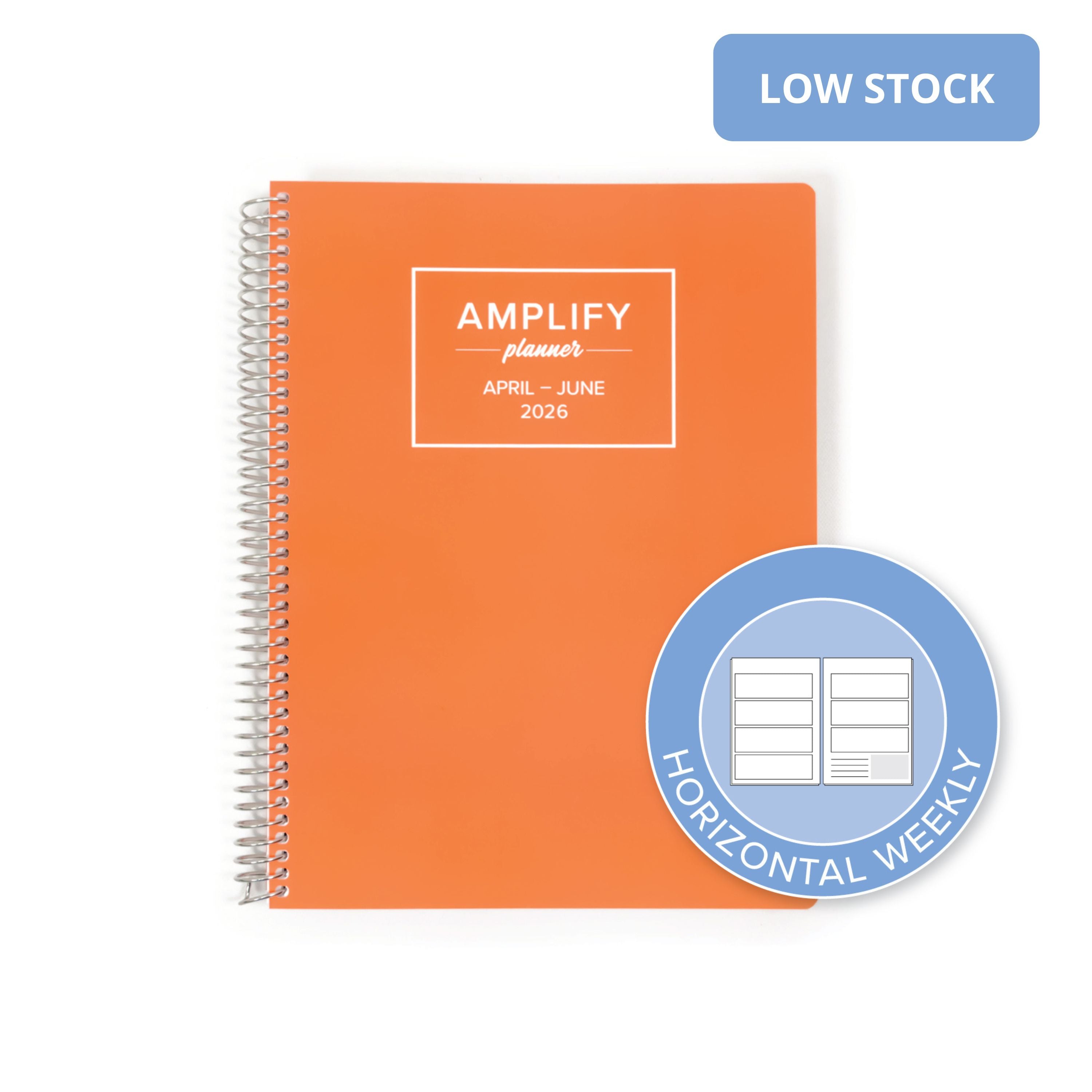 Daily Planner - April-June 2026 - Orange Sherbet featuring a horizontal weekly layout icon.