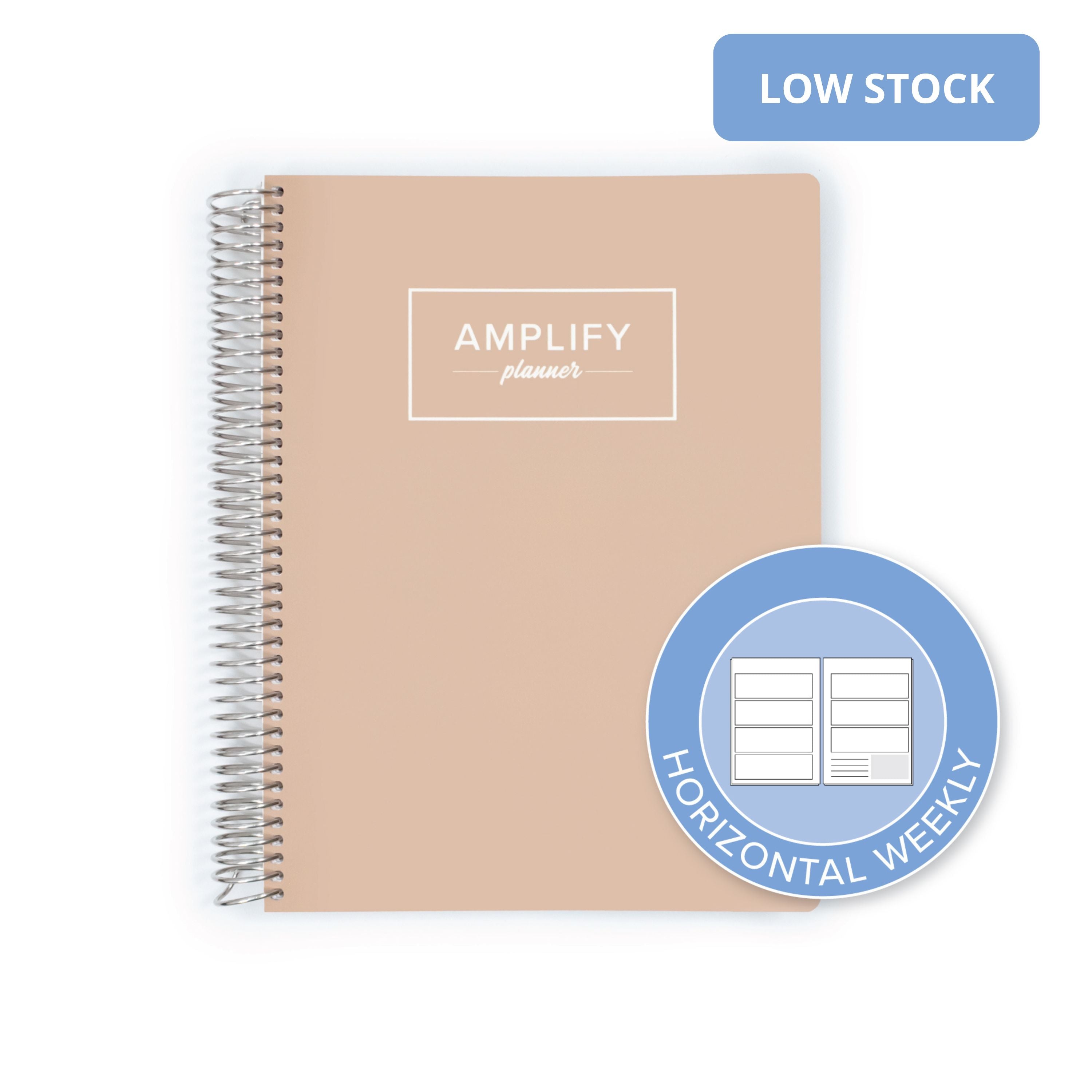 Steady Beige Cover of the Weekly Planner - July 2026-June 2027 showcasing the horizontal weekly layout option by Amplify Planner ®.