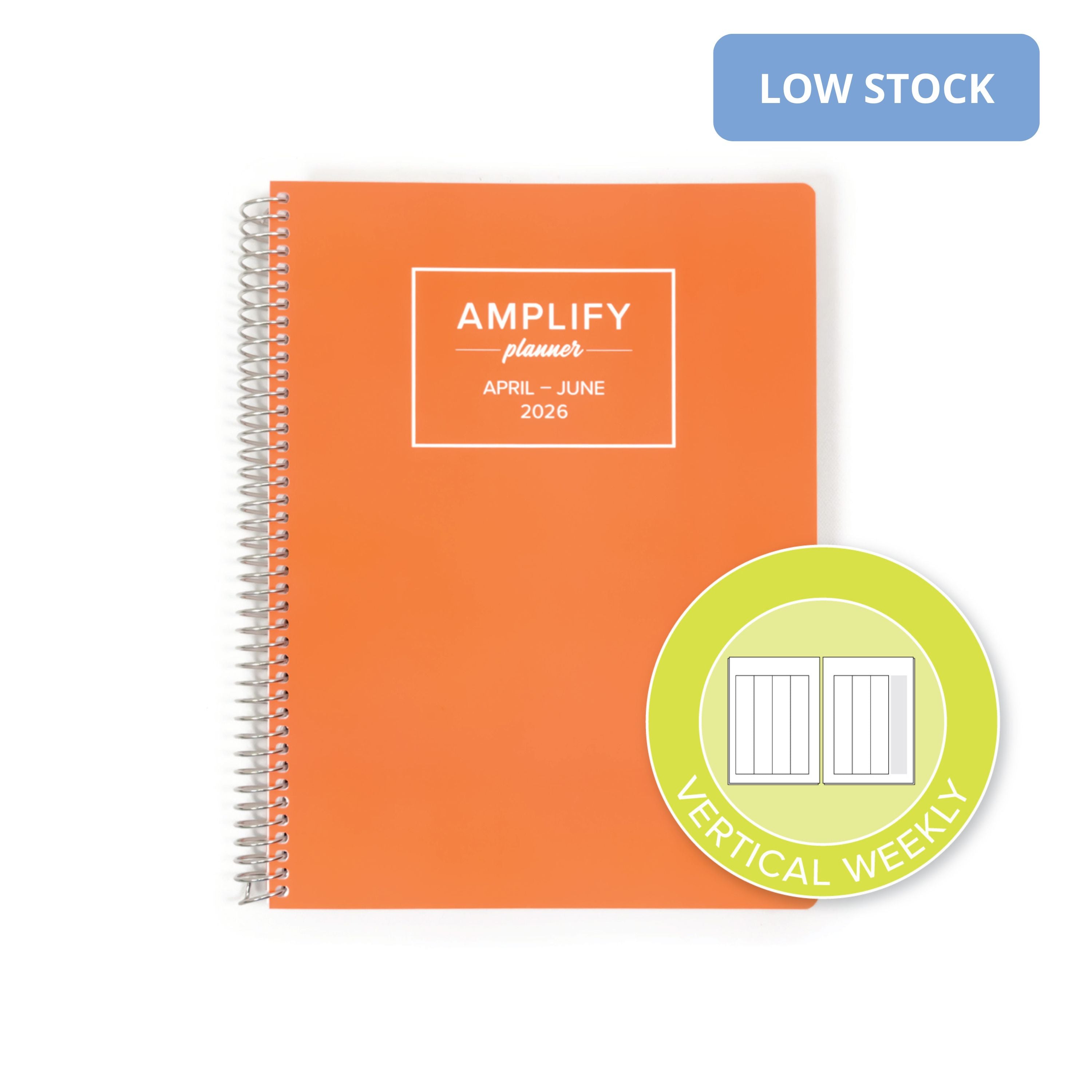 Daily Planner - April-June 2026 - Orange Sherbet featuring a vertical weekly layout icon.