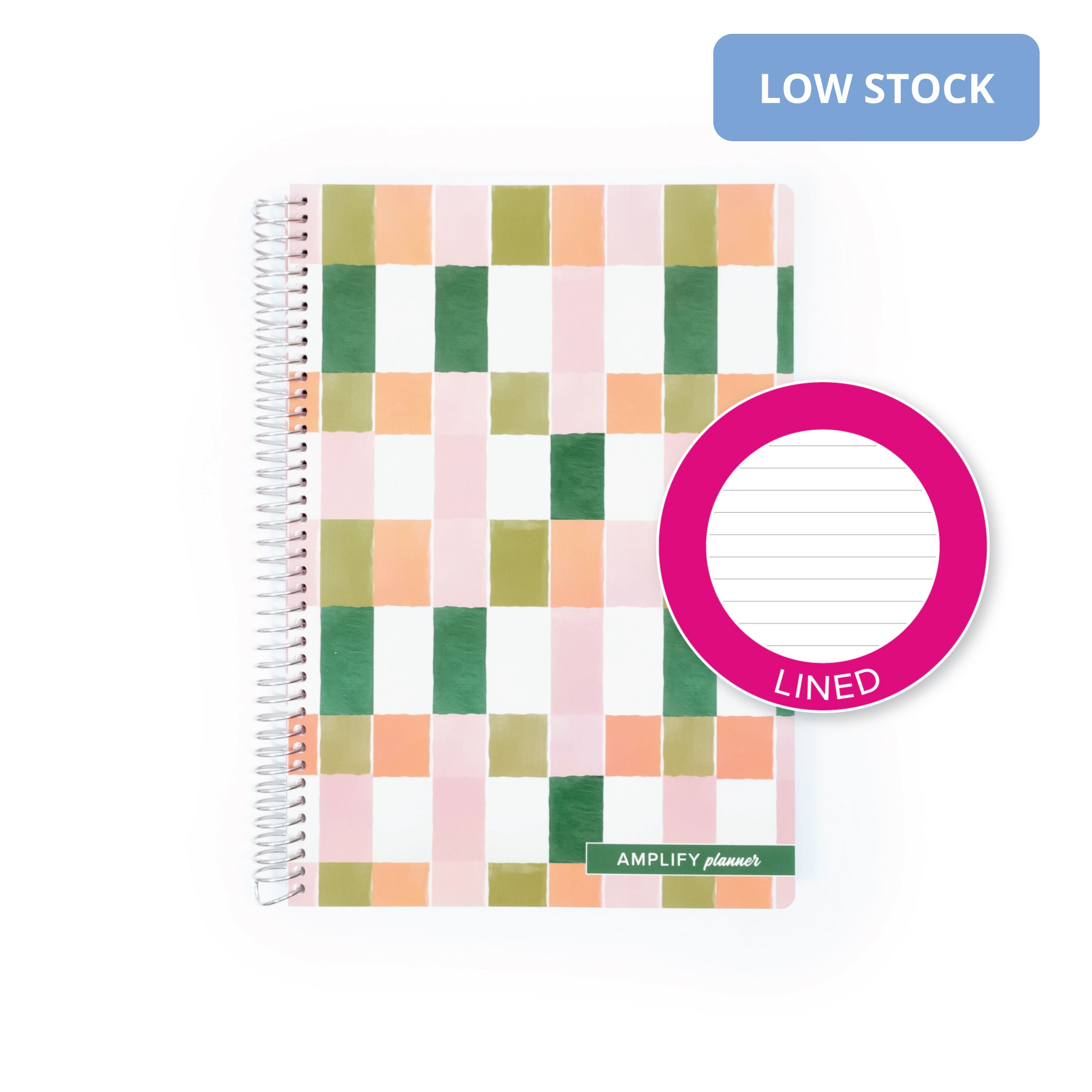 Painted Mosaic Spiral Notebook highlighting lined pages, great for neat note-taking and journaling.