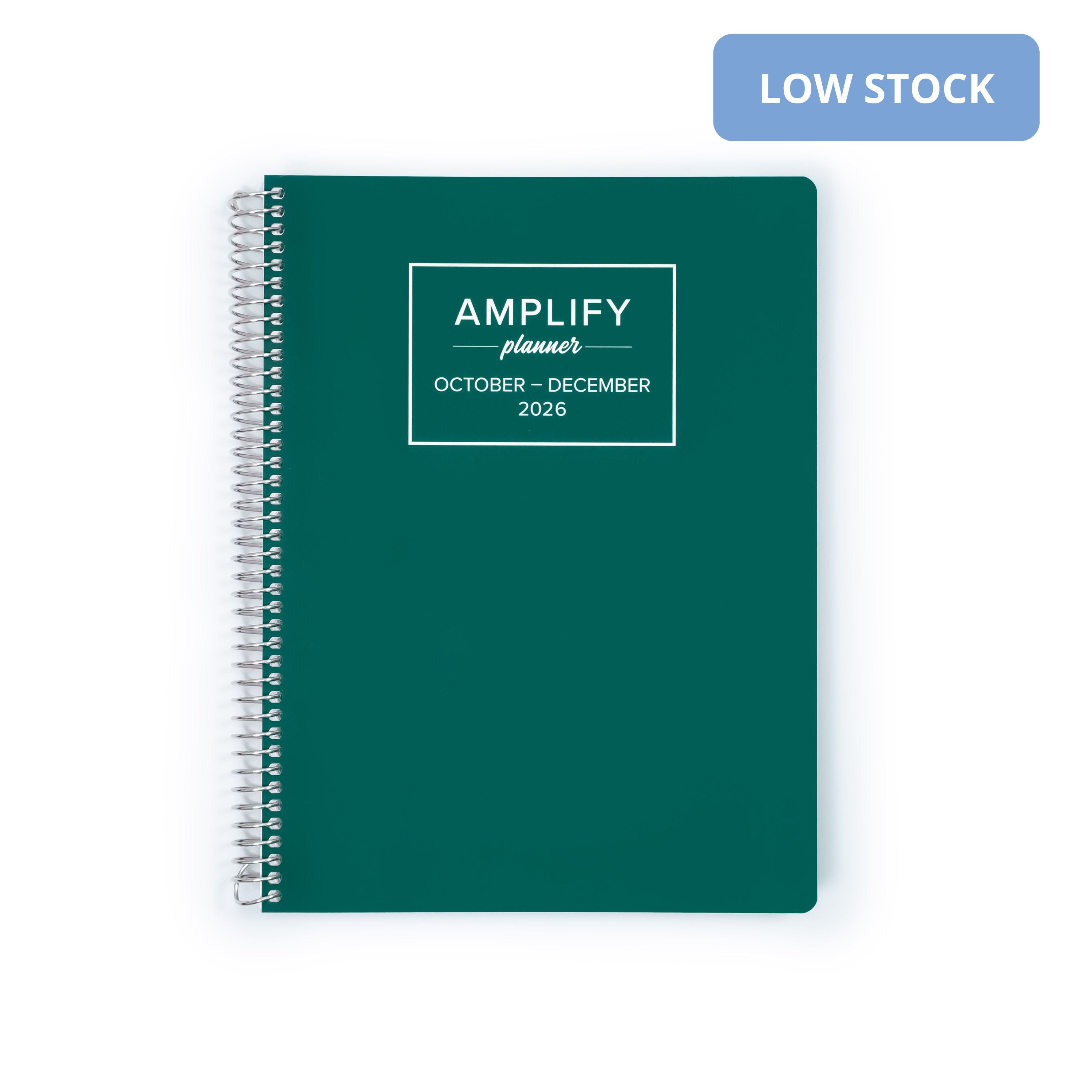 Daily Planner - October-December 2026 - Amplify Planner cover featuring a vibrant Emerald design, perfect for organizing your schedule.