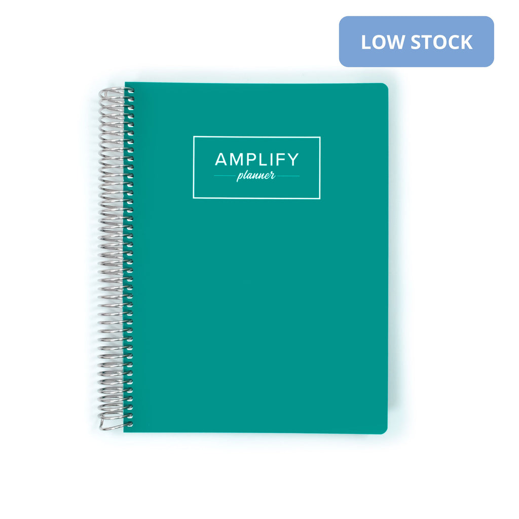 Front cover of the Weekly Planner - July 2026-June 2027 with a Teal Daydream design by Amplify Planner ®.