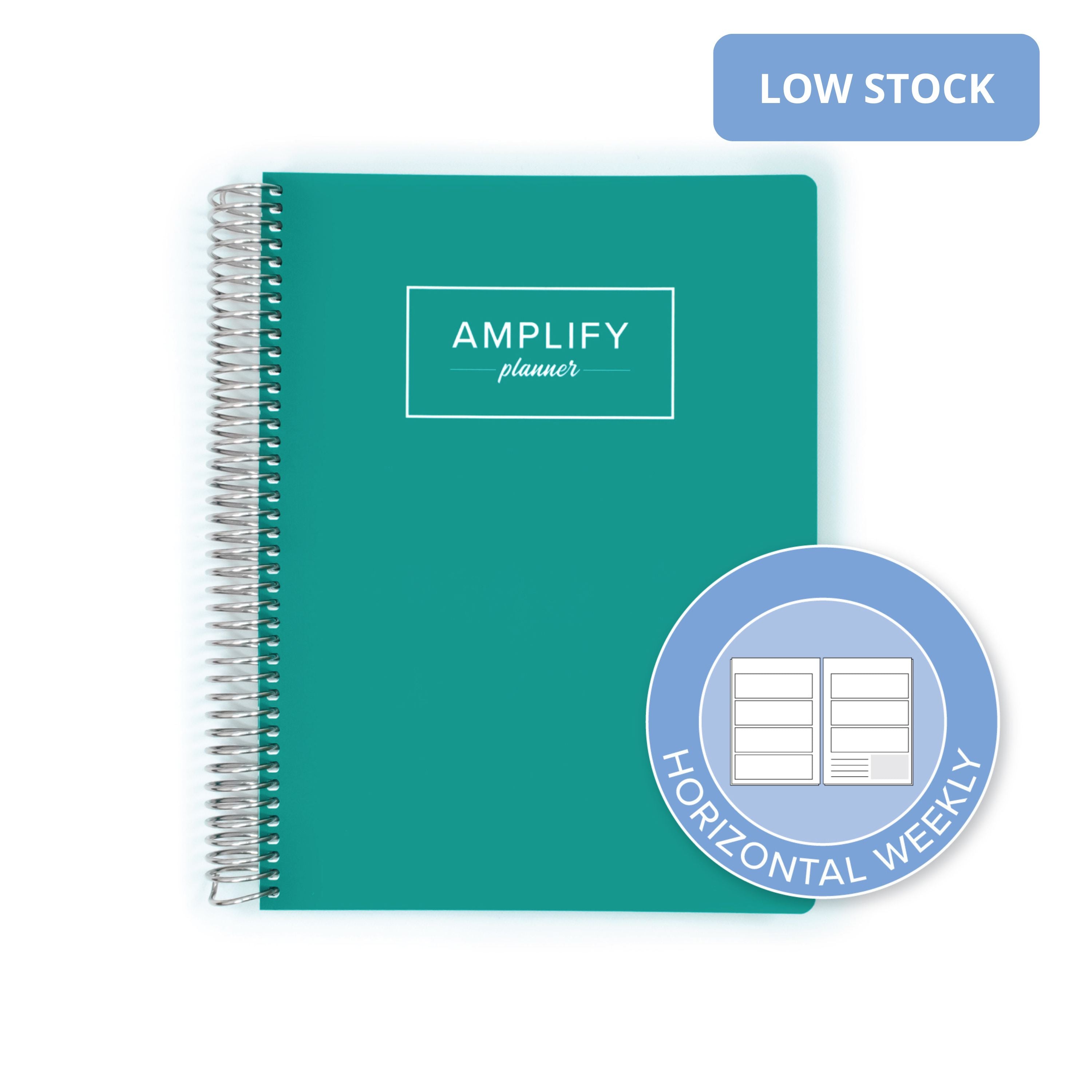 Teal Daydream Cover of the Weekly Planner - July 2026-June 2027 showcasing the horizontal weekly layout option by Amplify Planner ®.