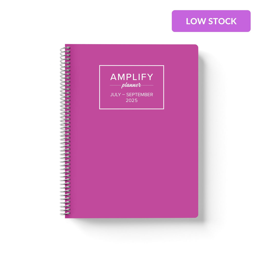 wild fuchsia q3 2025 quarterly daily amplify planner on white background