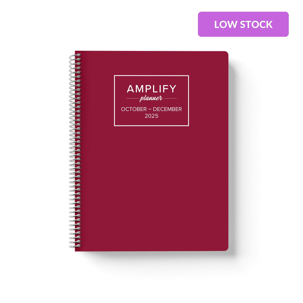 cherry red forever q4 2025 quarterly daily amplify planner on white background