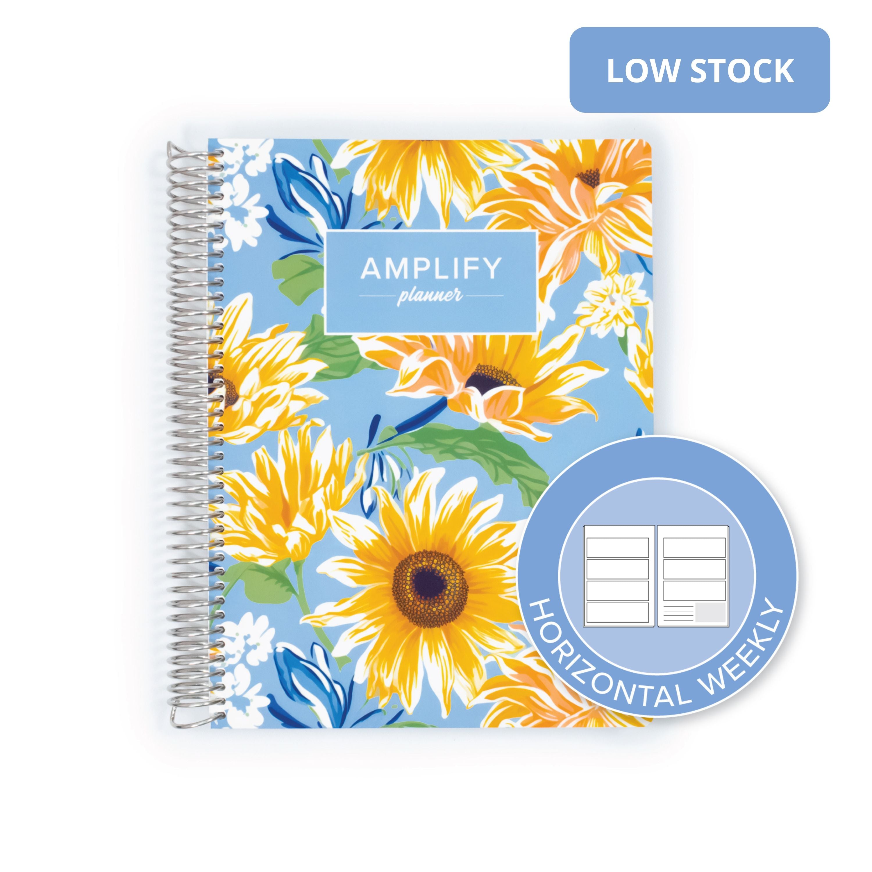 Under the Sunflowers Cover of the Weekly Planner - July 2026-June 2027 showcasing the horizontal weekly layout option by Amplify Planner ®.