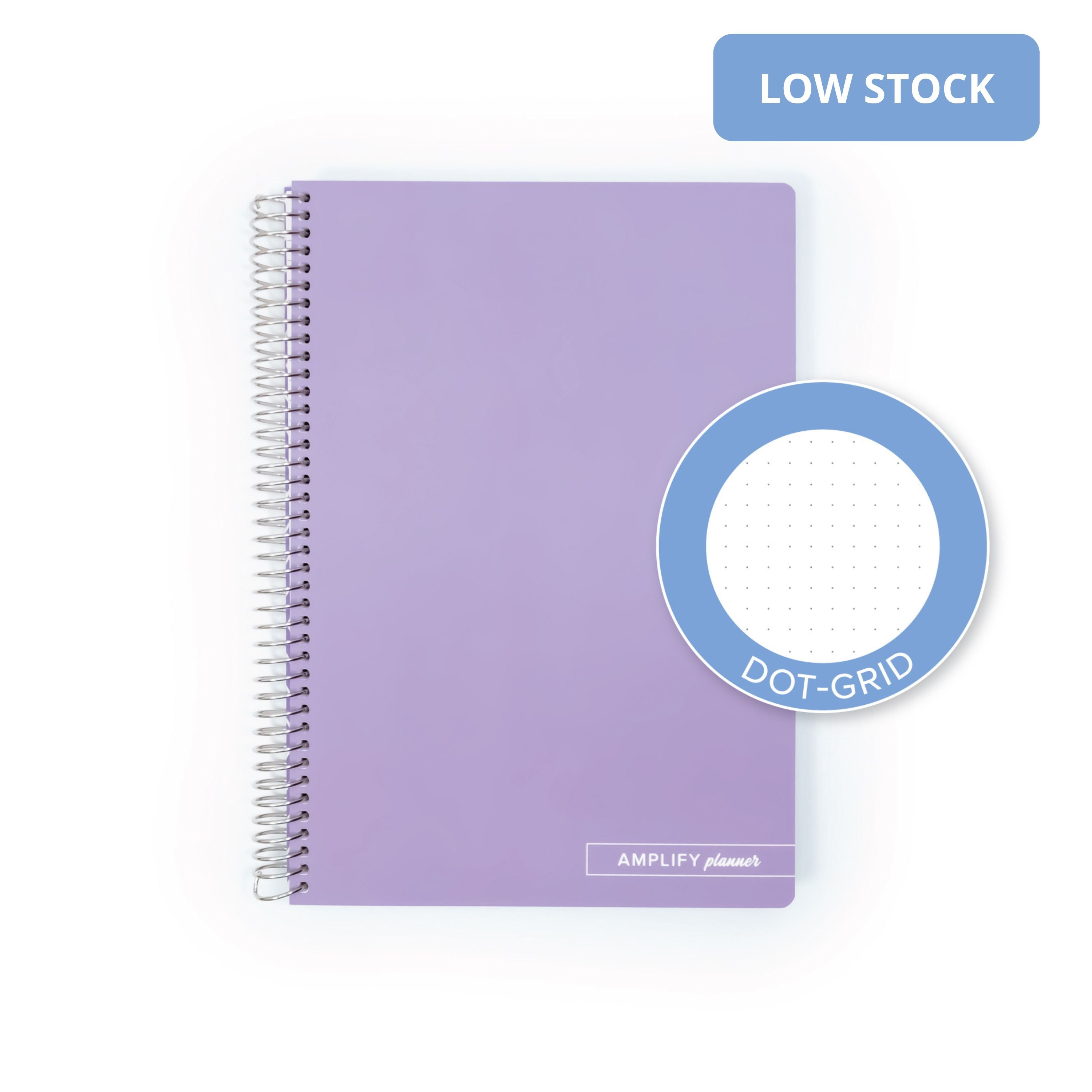 Ube Latte Spiral Notebook featuring a dot-grid layout, designed by Amplify Planner for versatile planning and creativity.