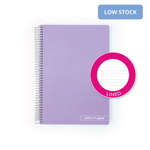Ube Latte Spiral Notebook with lined pages, offered by Amplify Planner, ideal for neat note-taking and journaling.