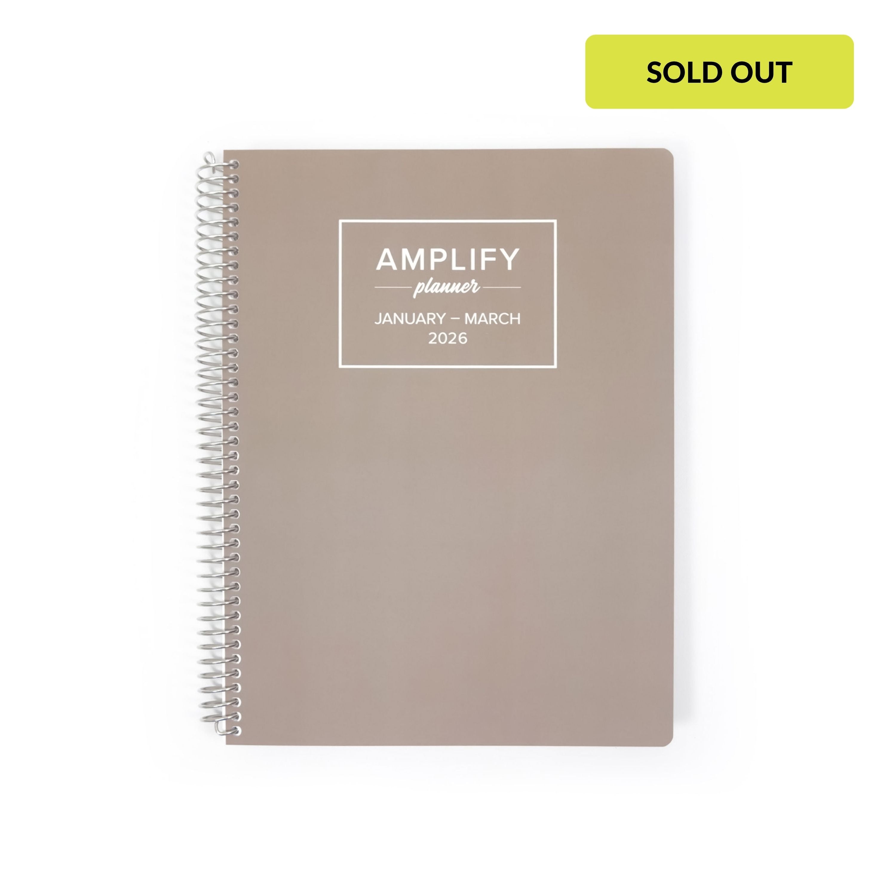 Daily Planner - January-March 2026 - Gentle Grey cover showcasing the Amplify Planner brand.