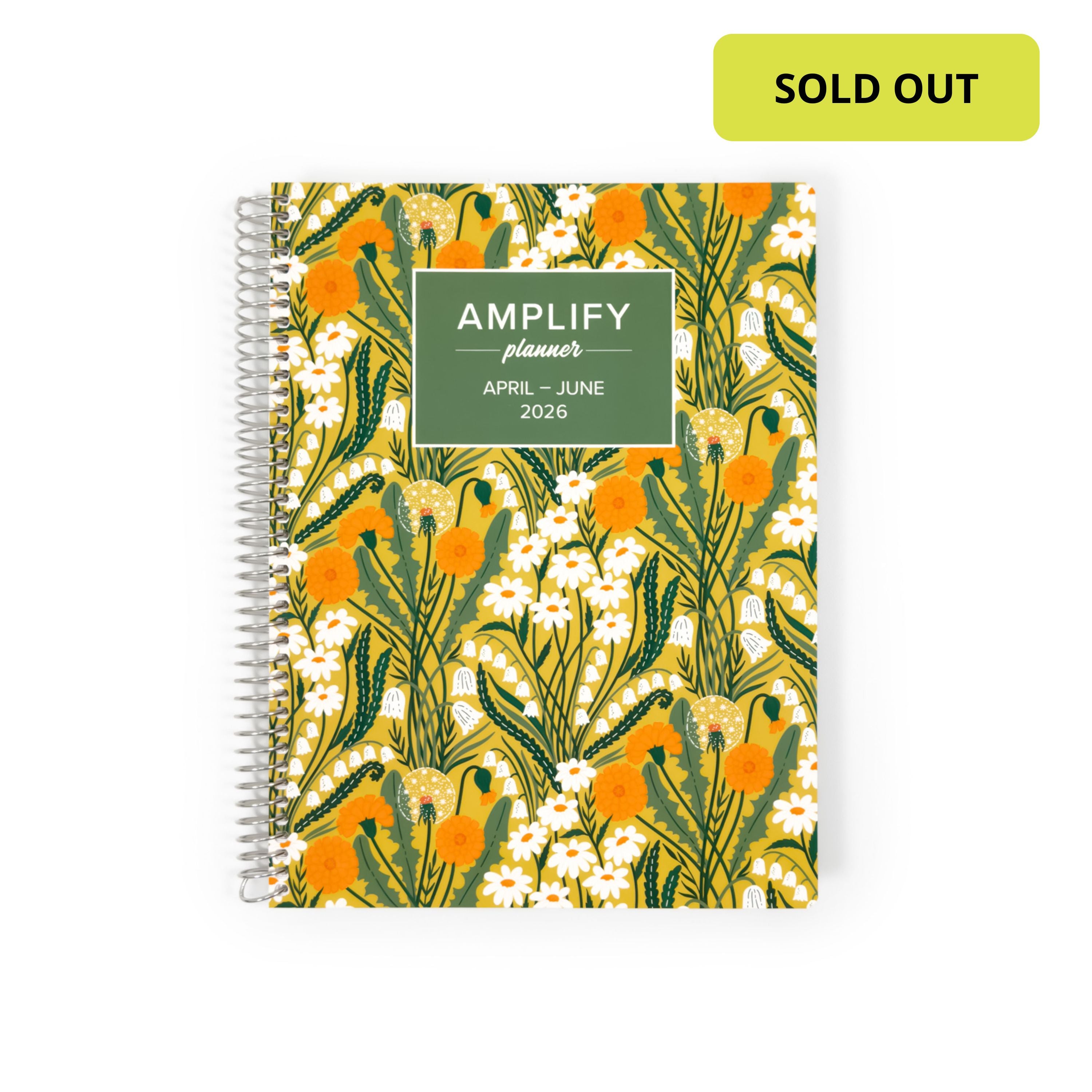 Daily Planner - April-June 2026 - Where Wishes Grow cover showcasing the Amplify Planner brand.