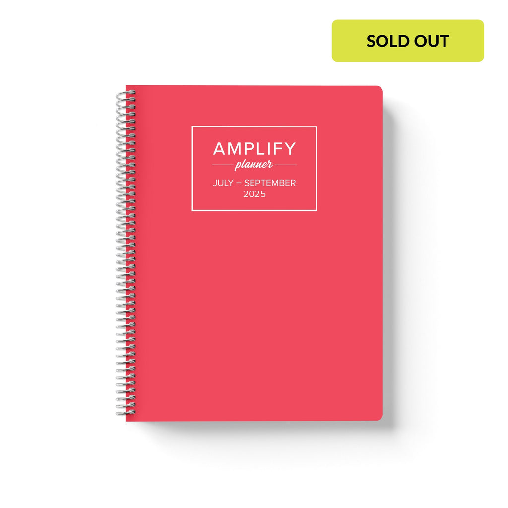 coral crush q3 2025 quarterly daily amplify planner on white background