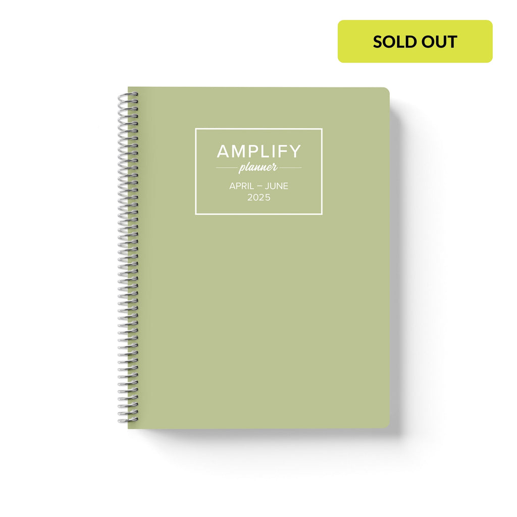 dewdrop green q2 2025 quarterly daily amplify planner on white background
