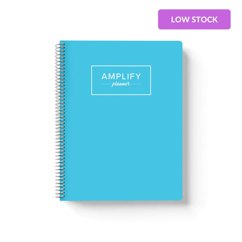 blue skies weekly Amplify Planner july 2025-june 2026 Weekly Planner on a white background.
