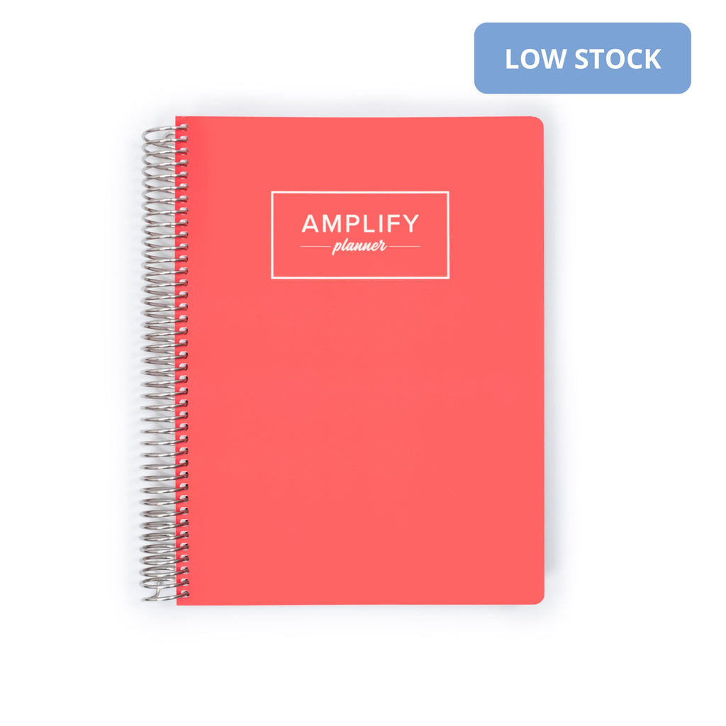Front cover of the Weekly Planner - July 2026-June 2027 with a Coral Zest design by Amplify Planner ®.