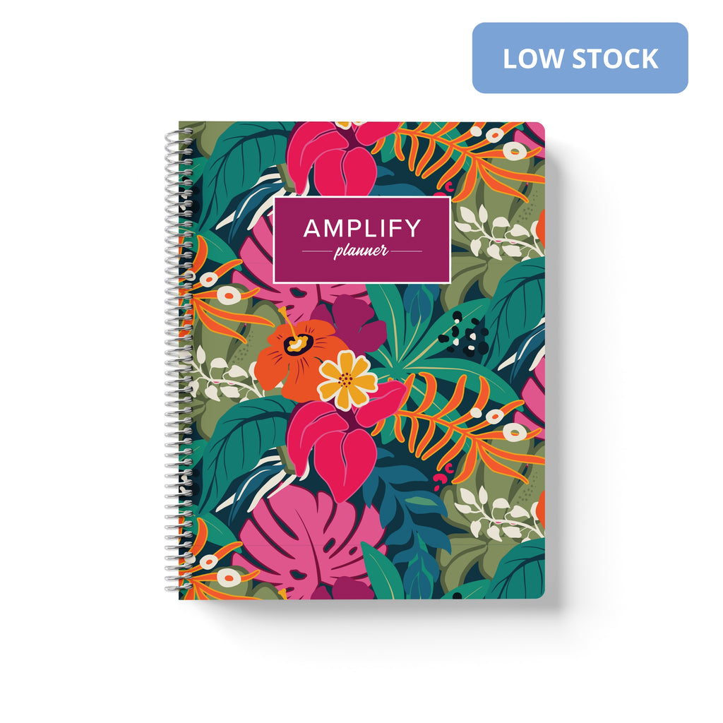 Boldly Tropical cover of undated daily Amplify Planner daily planner on a white background