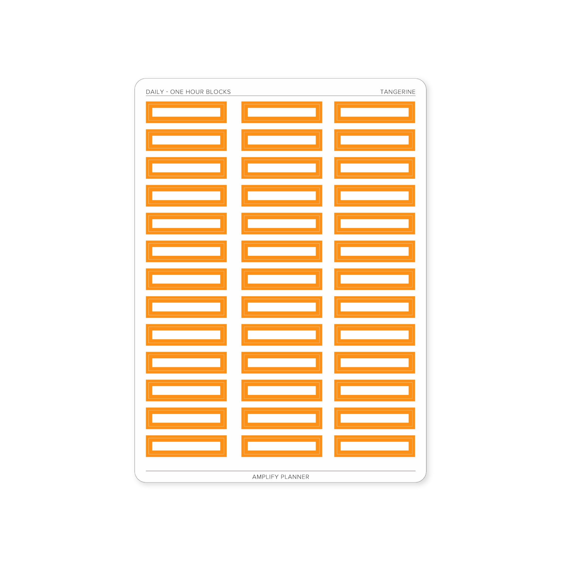 One Hour Block Stickers in Tangerine color, designed for efficient time management in your Daily Layout.