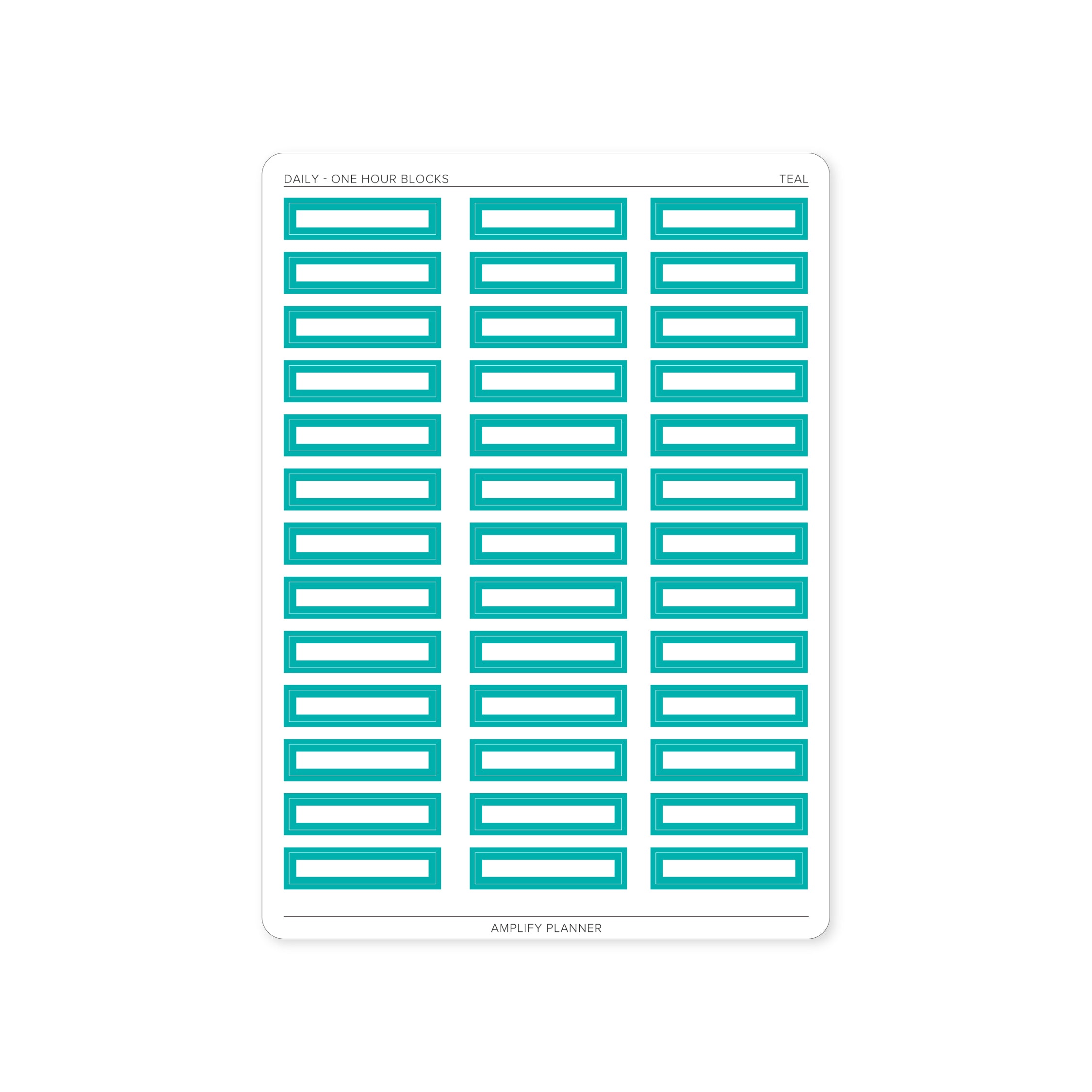 One Hour Block Stickers in Teal color, perfect for effective time tracking in your Daily Layout.