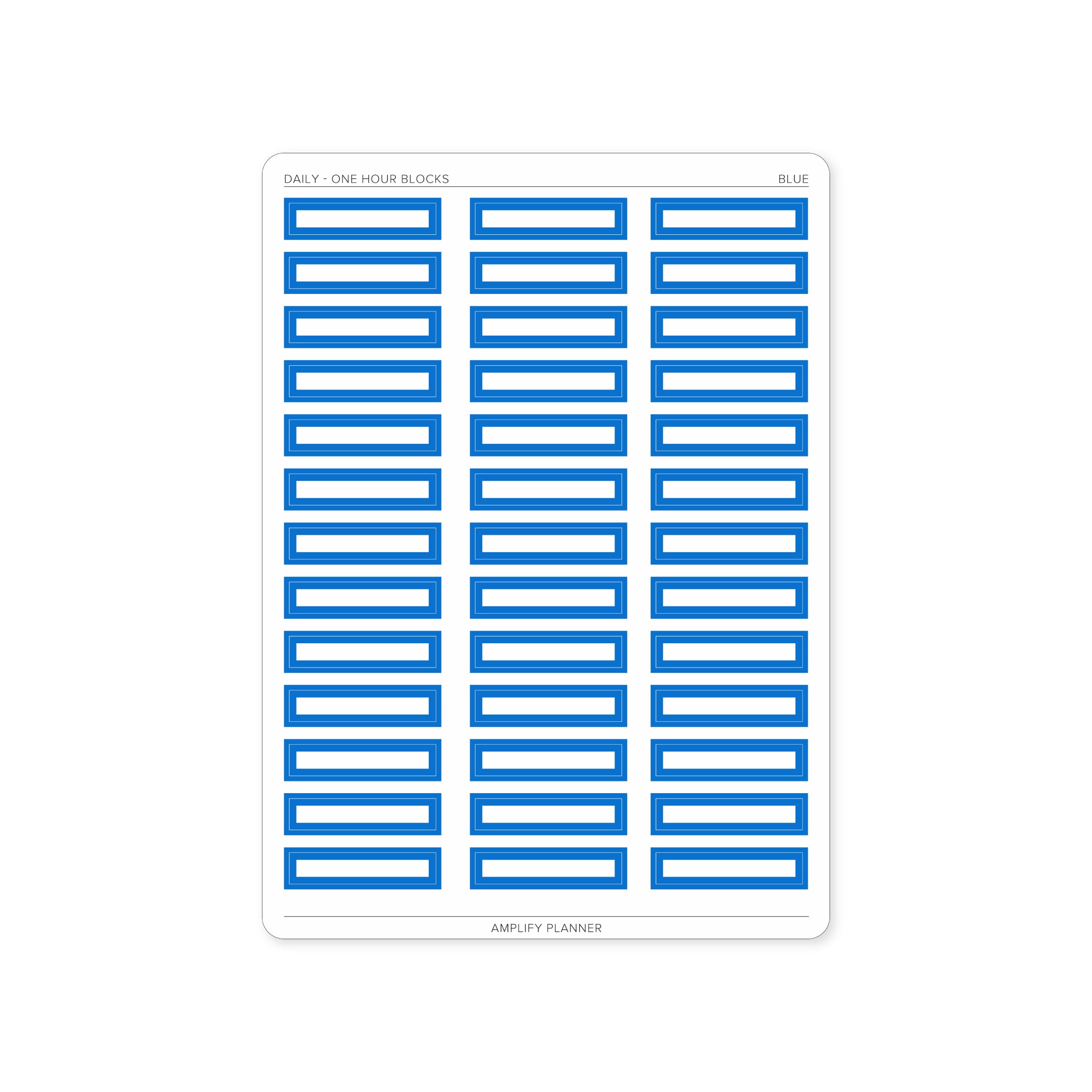 One Hour Block Stickers in Blue color, great for making your schedule visually appealing in your Daily Layout.