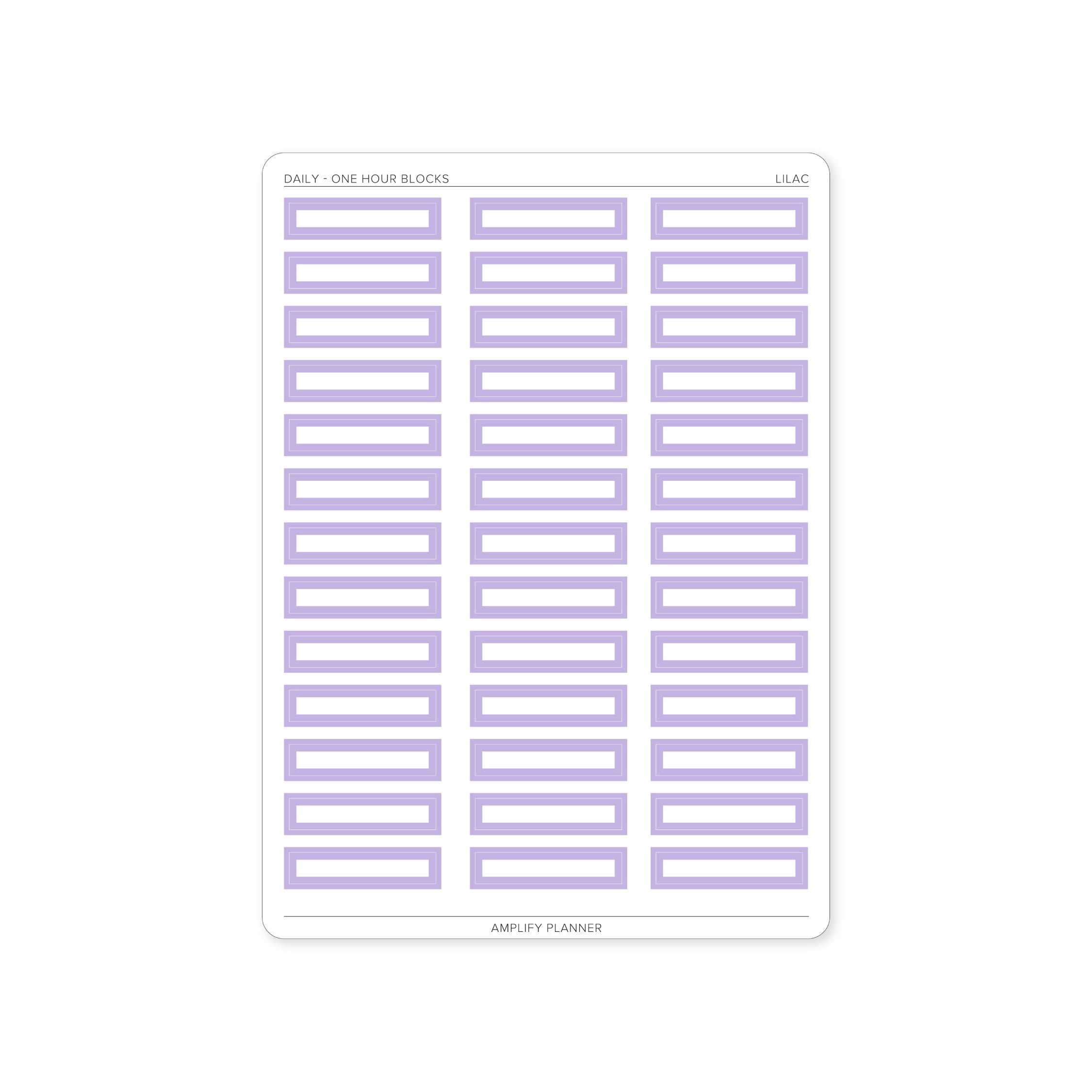 One Hour Block Stickers in Lilac color, designed to bring color and clarity to your planning routine.