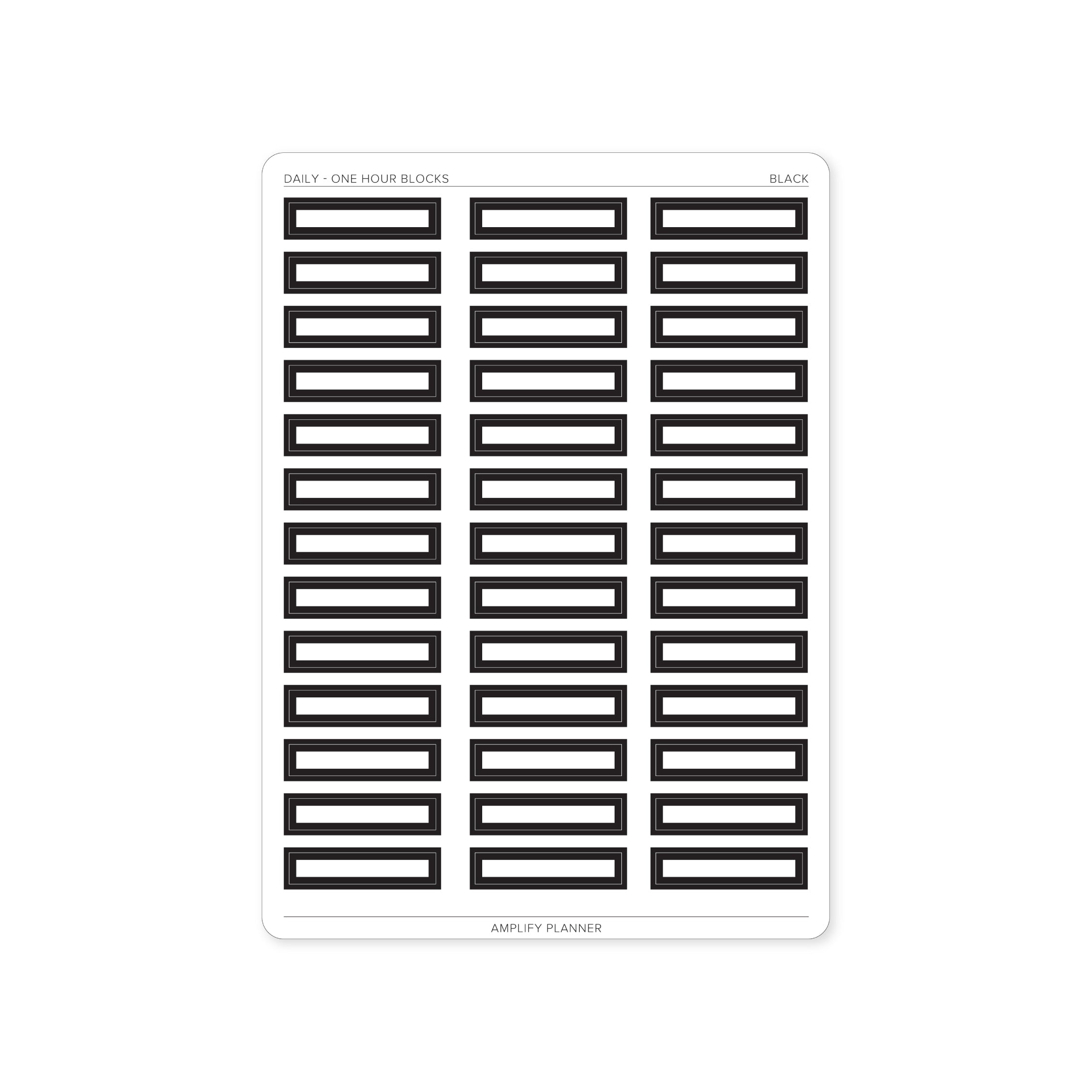 One Hour Block Stickers in Black color, designed for elegant and structured planning in your Daily Layout.