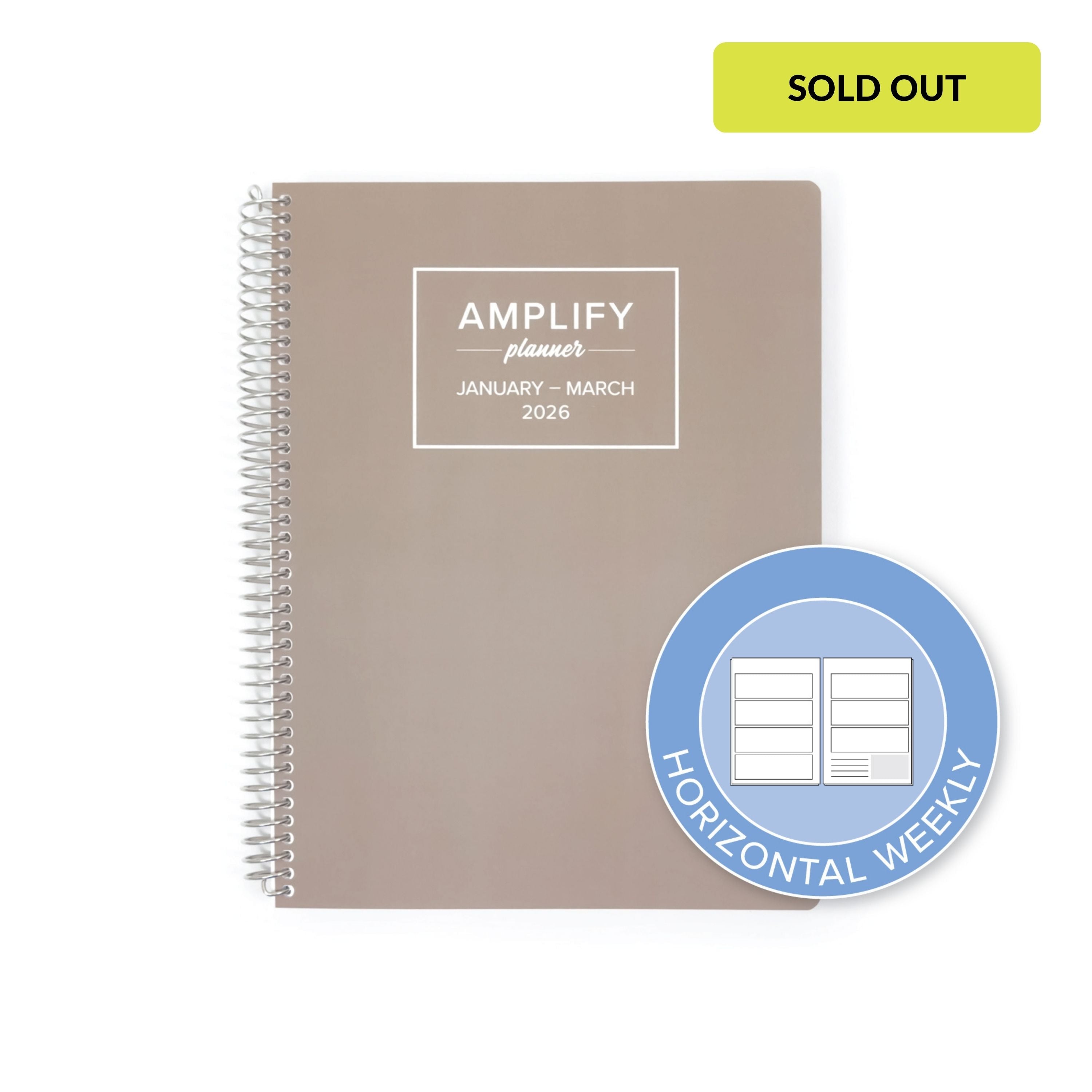 Daily Planner - January-March 2026 - Gentle Grey featuring a horizontal weekly layout icon.