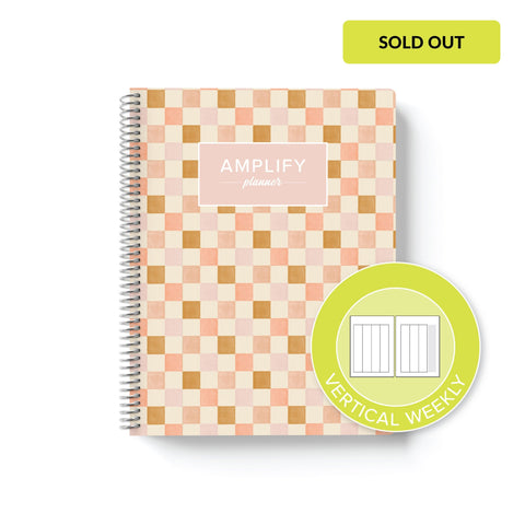 check in weekly Amplify Planner on white background with graphic showing vertical weekly layout option