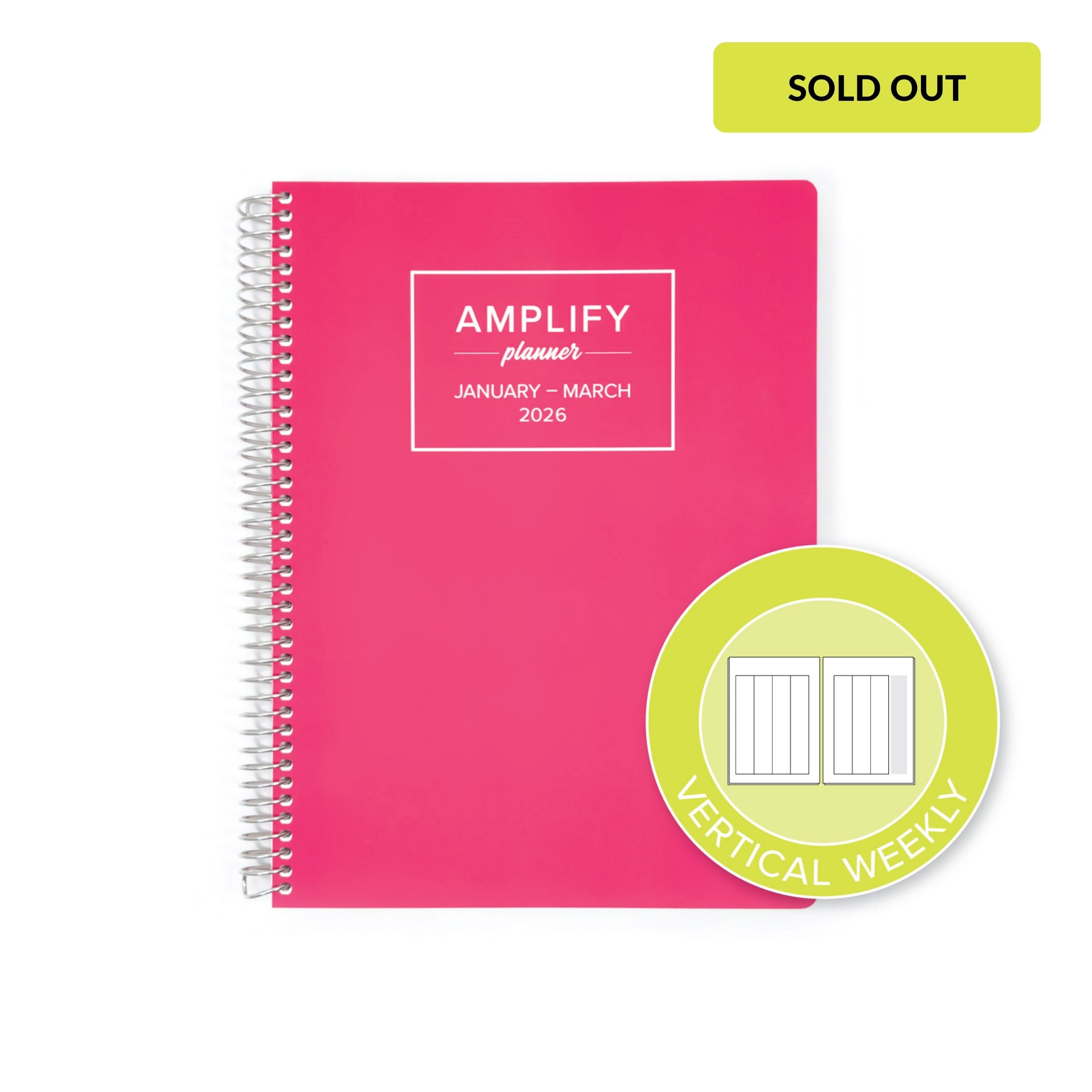 Daily Planner - January-March 2026 - Let It Be Pink featuring a vertical weekly layout icon.