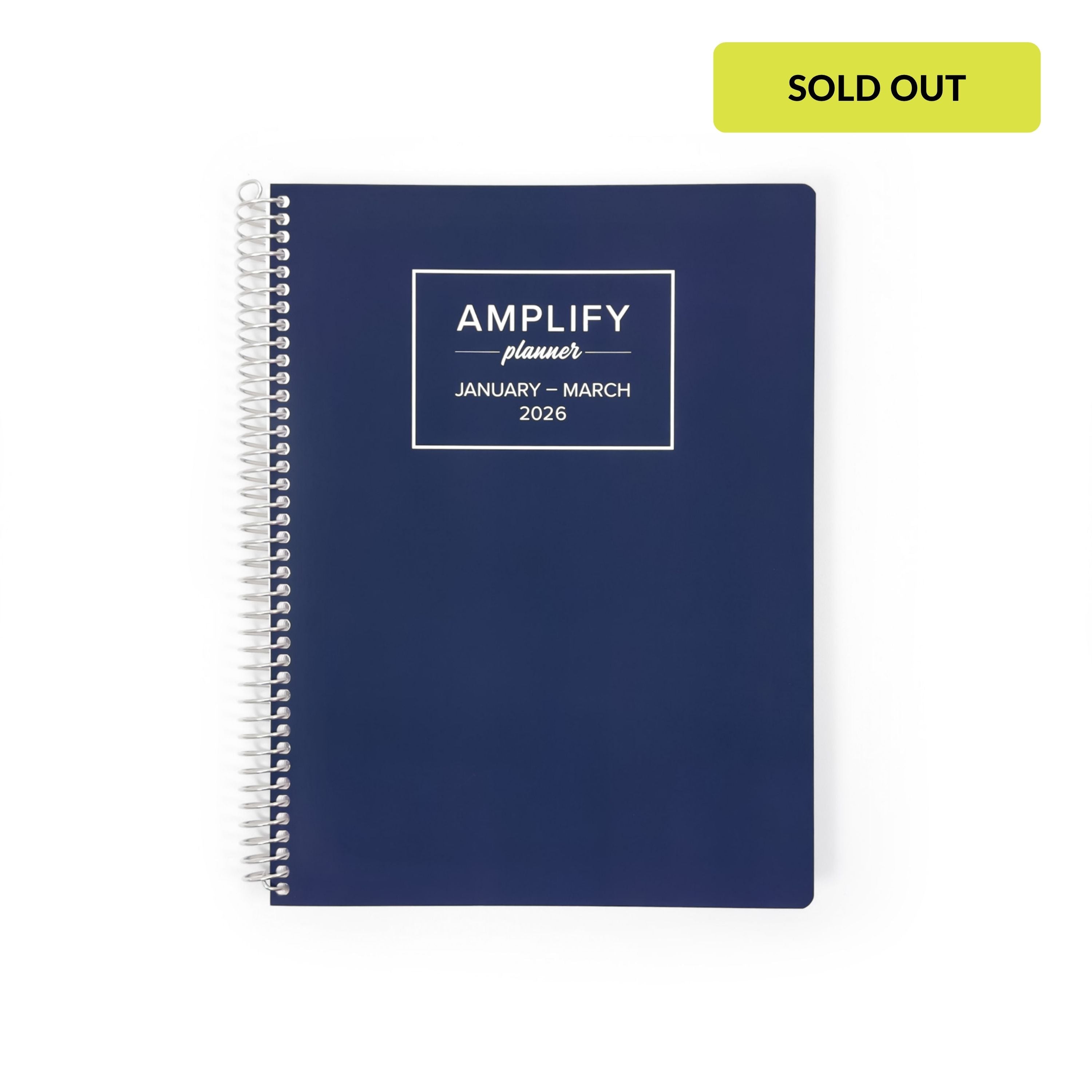Daily Planner - January-March 2026 - Night Into Navy featuring a sleek, navy cover and spiral binding, perfect for organization.