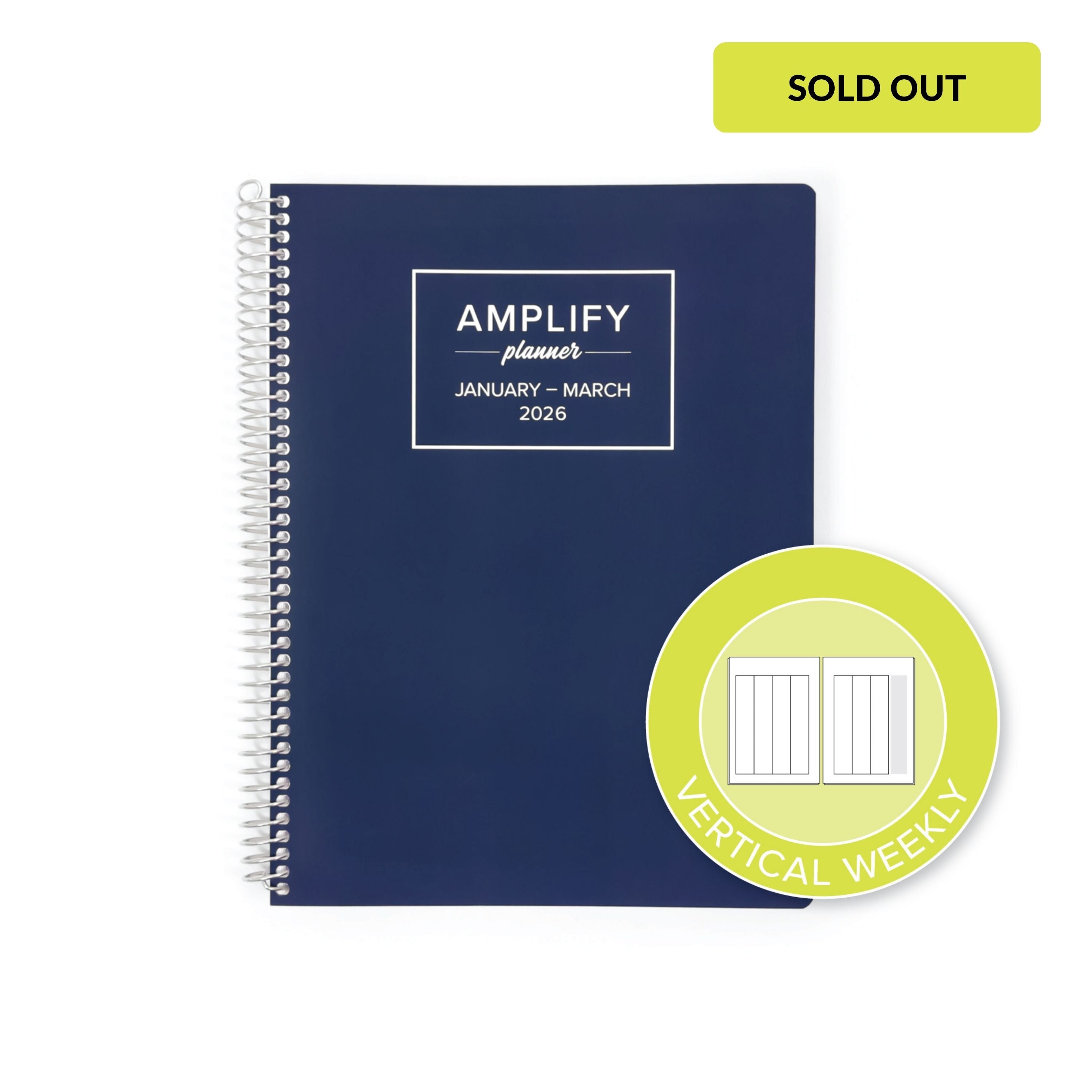 Daily Planner - January-March 2026 - Night Into Navy featuring a tag for vertical weekly layout options, ideal for structured weekly planning.