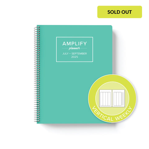 mermaid splash cover with graphic indicating vertical weekly layout option in Q3 2025 daily Amplify Planner