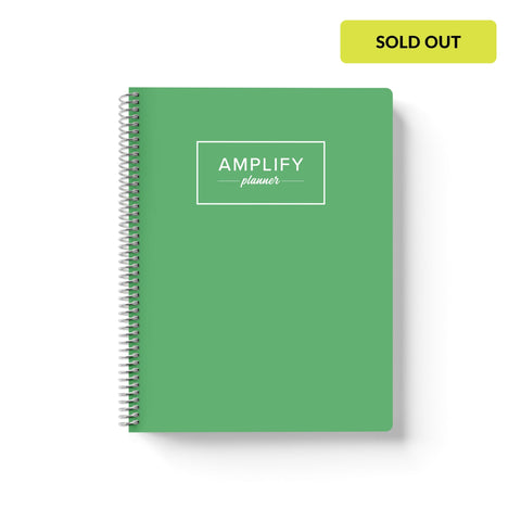 new leaf green weekly Amplify Planner july 2025-june 2026 Weekly Planner on a white background.