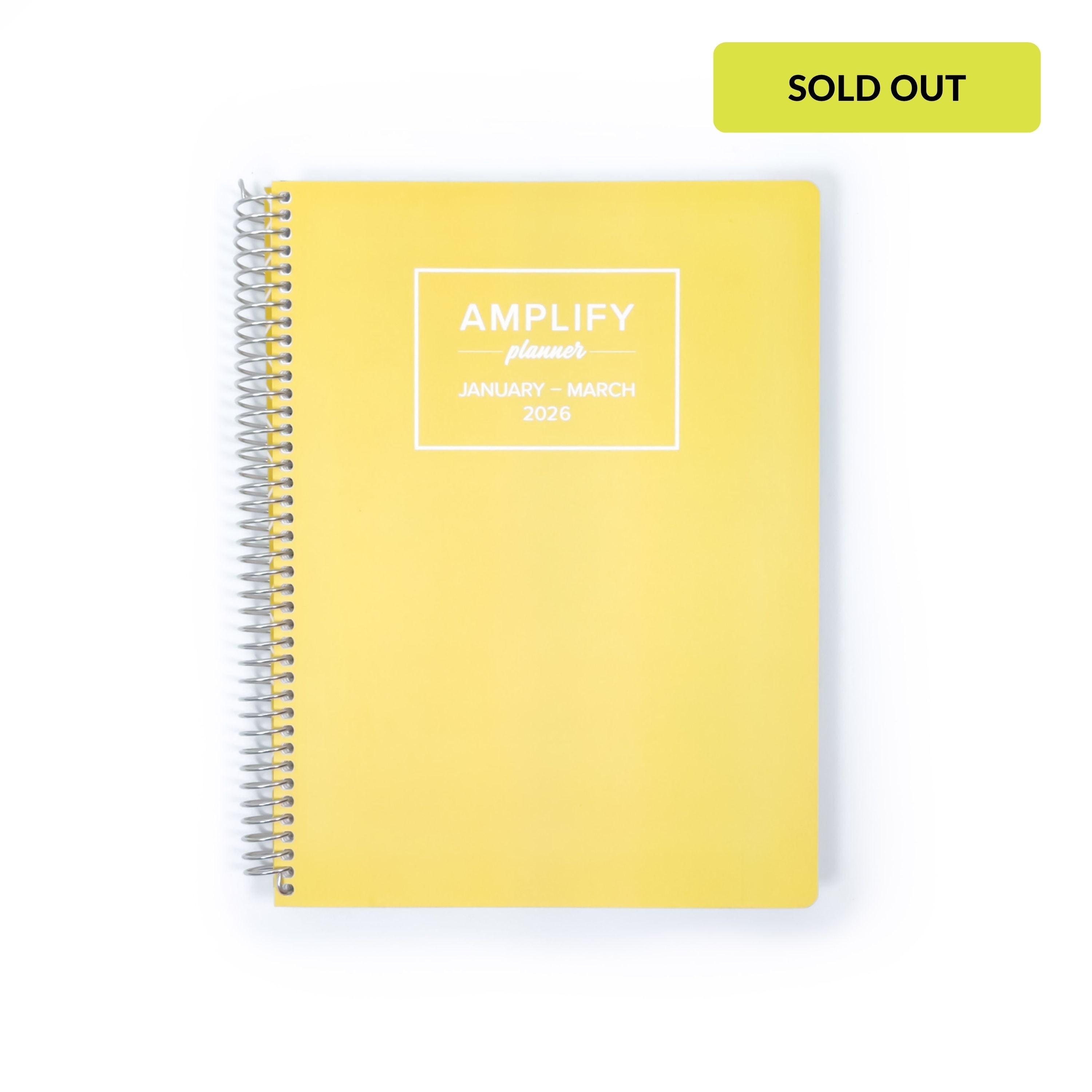 Daily Planner - January-March 2026 - Sunlit Start by Amplify Planner, featuring a bright yellow cover with a clean design.