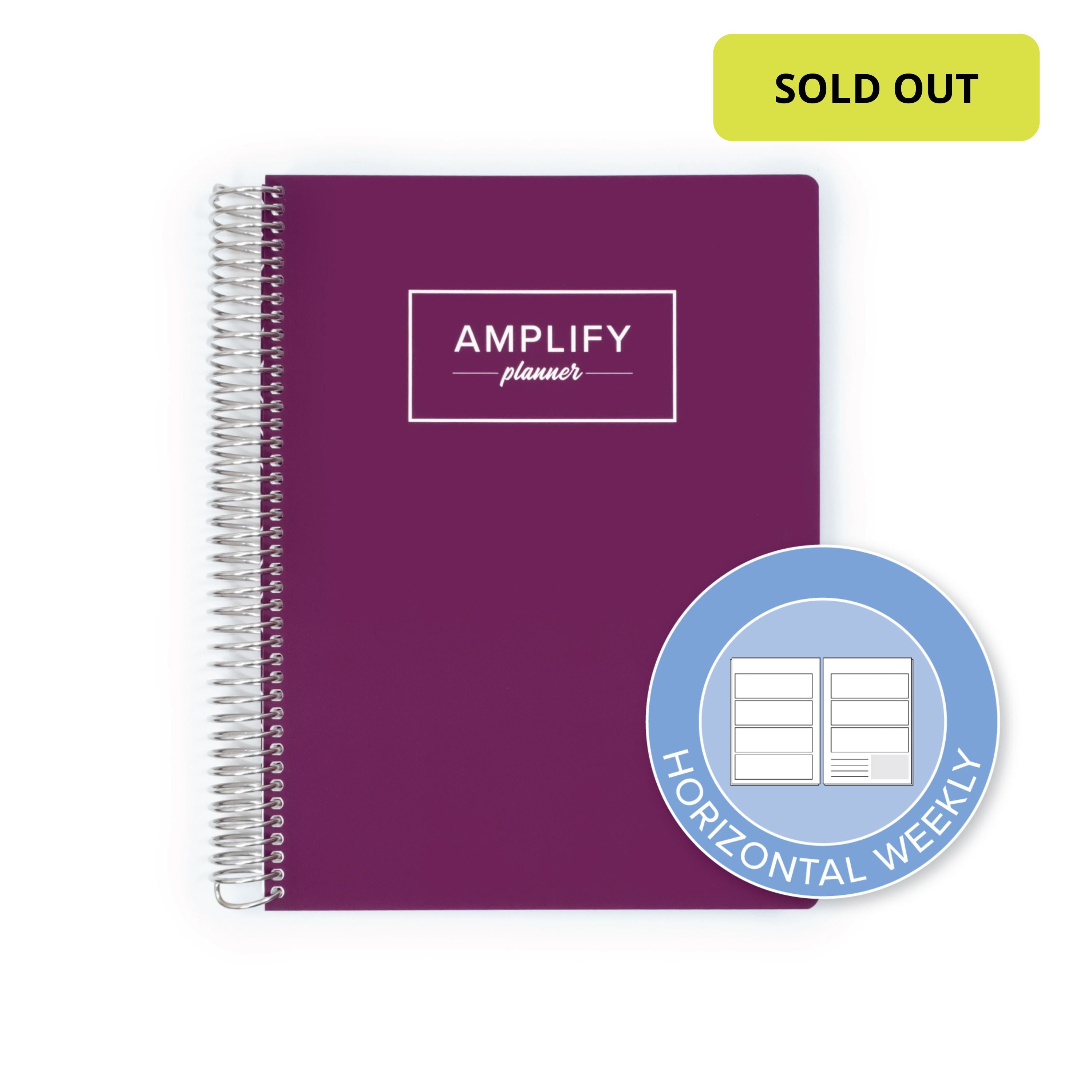 Purple Afterglow Cover of the Weekly Planner - July 2026-June 2027 showcasing the horizontal weekly layout option by Amplify Planner ®.