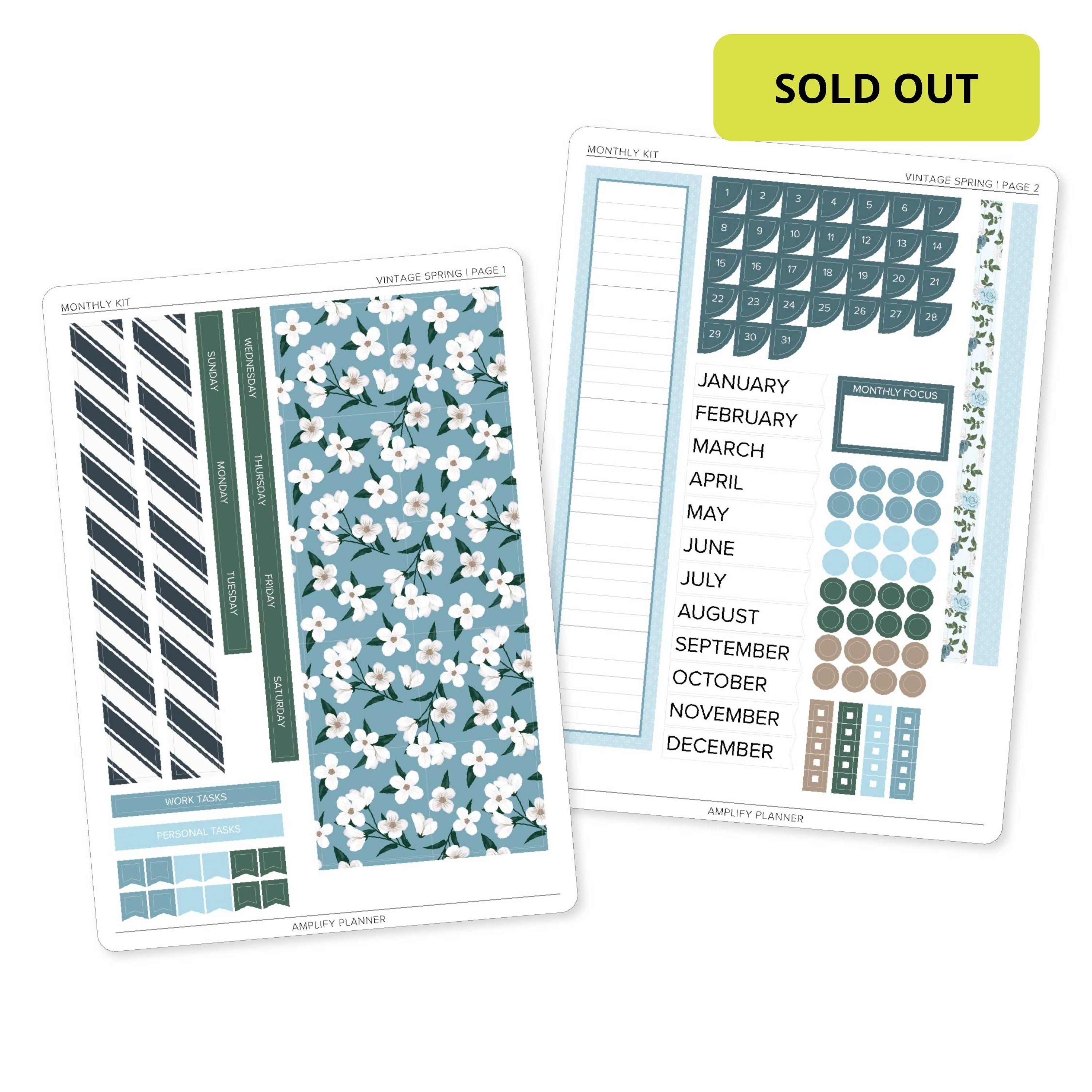 Vintage Spring - Amplify Planner Monthly Sticker Kit
