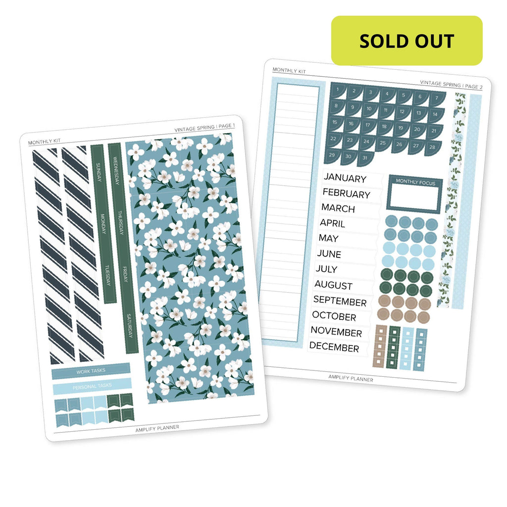 Vintage Spring - Amplify Planner Monthly Sticker Kit