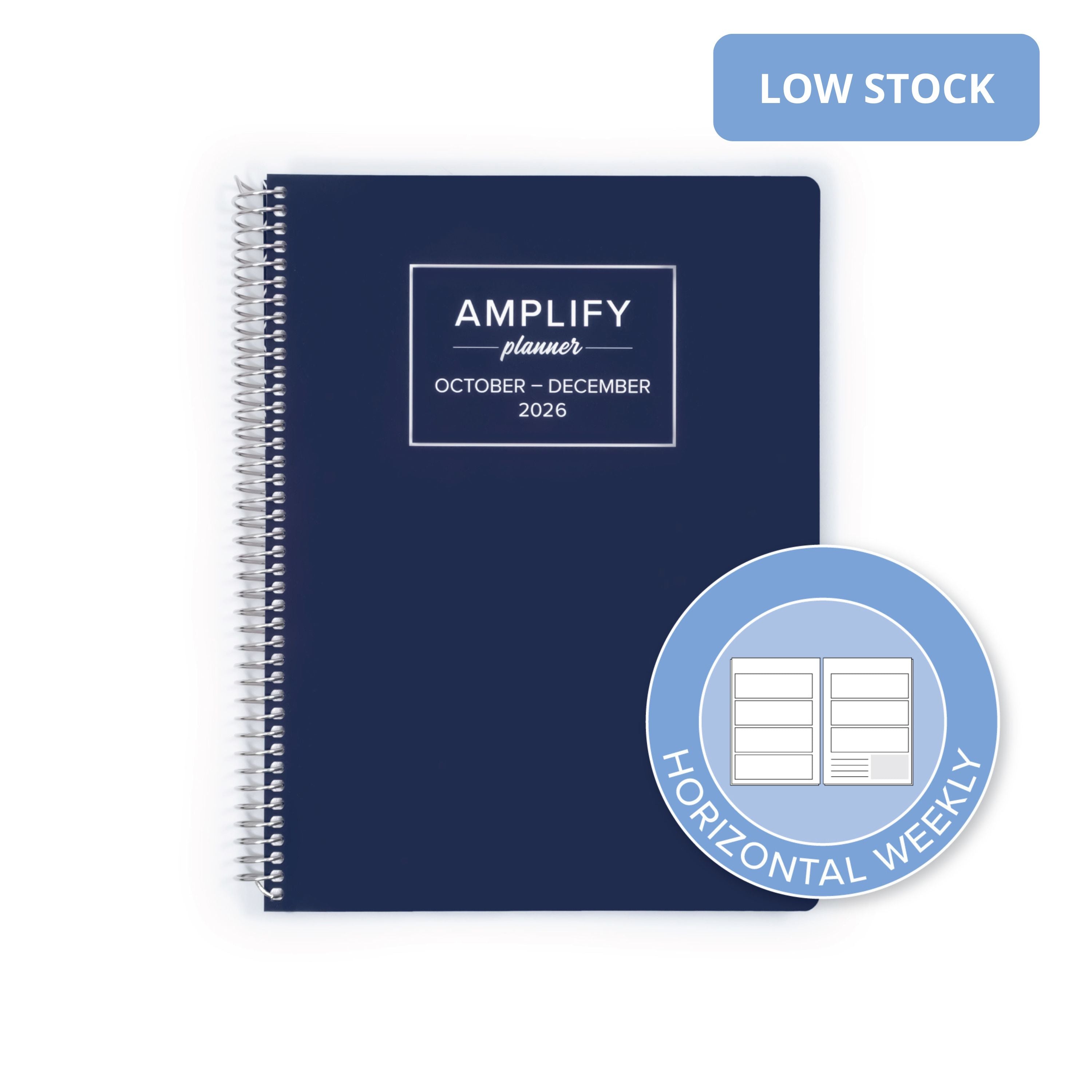 Daily Planner - October-December 2026 - Amplify Planner with a horizontal weekly layout icon, designed for easy planning and organization.