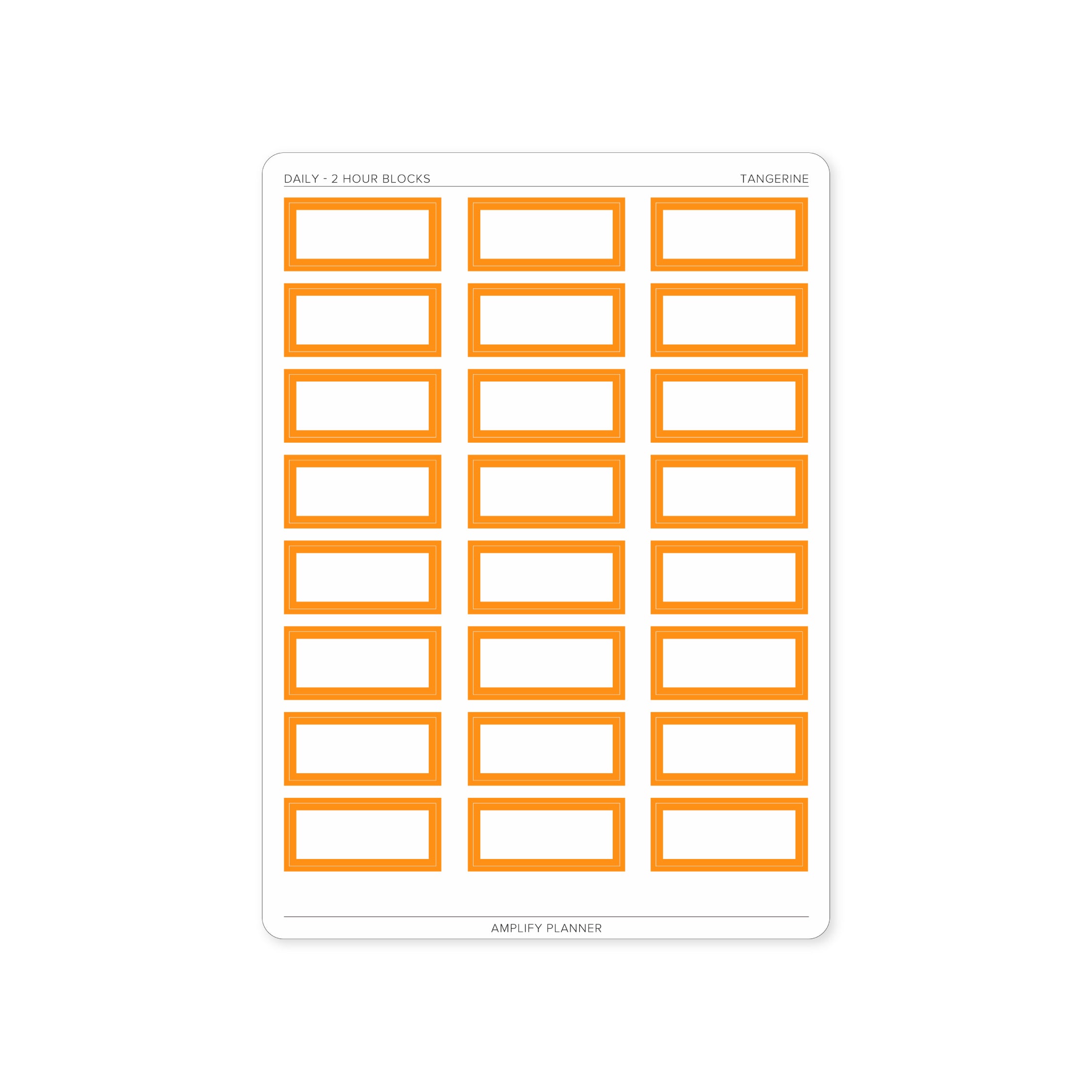 2 Hour Block Stickers in Tangerine color for Daily Layout - Perfect for visual scheduling and planning.