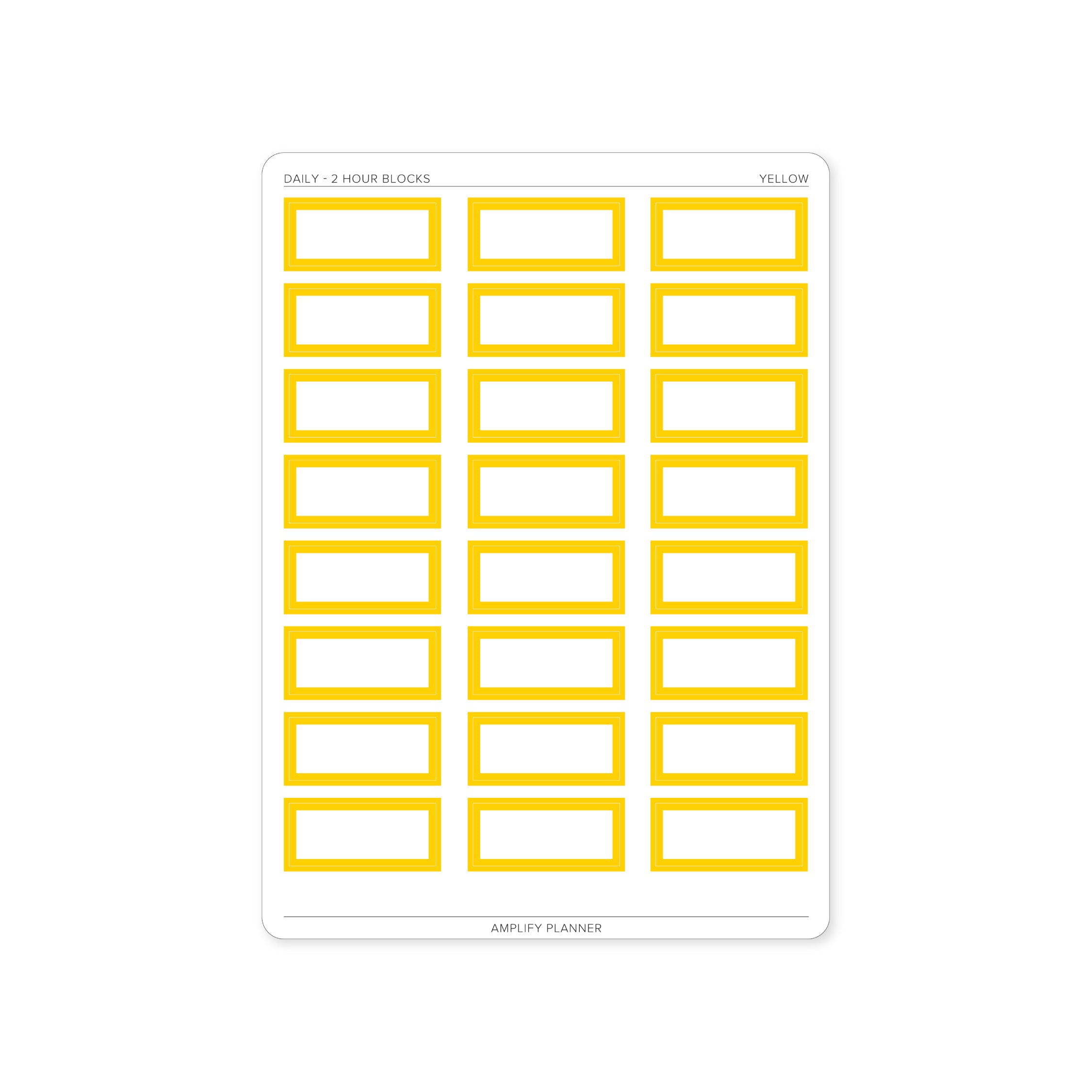 2 Hour Block Stickers in Yellow color for Daily Layout - Great for color-coding your planner.