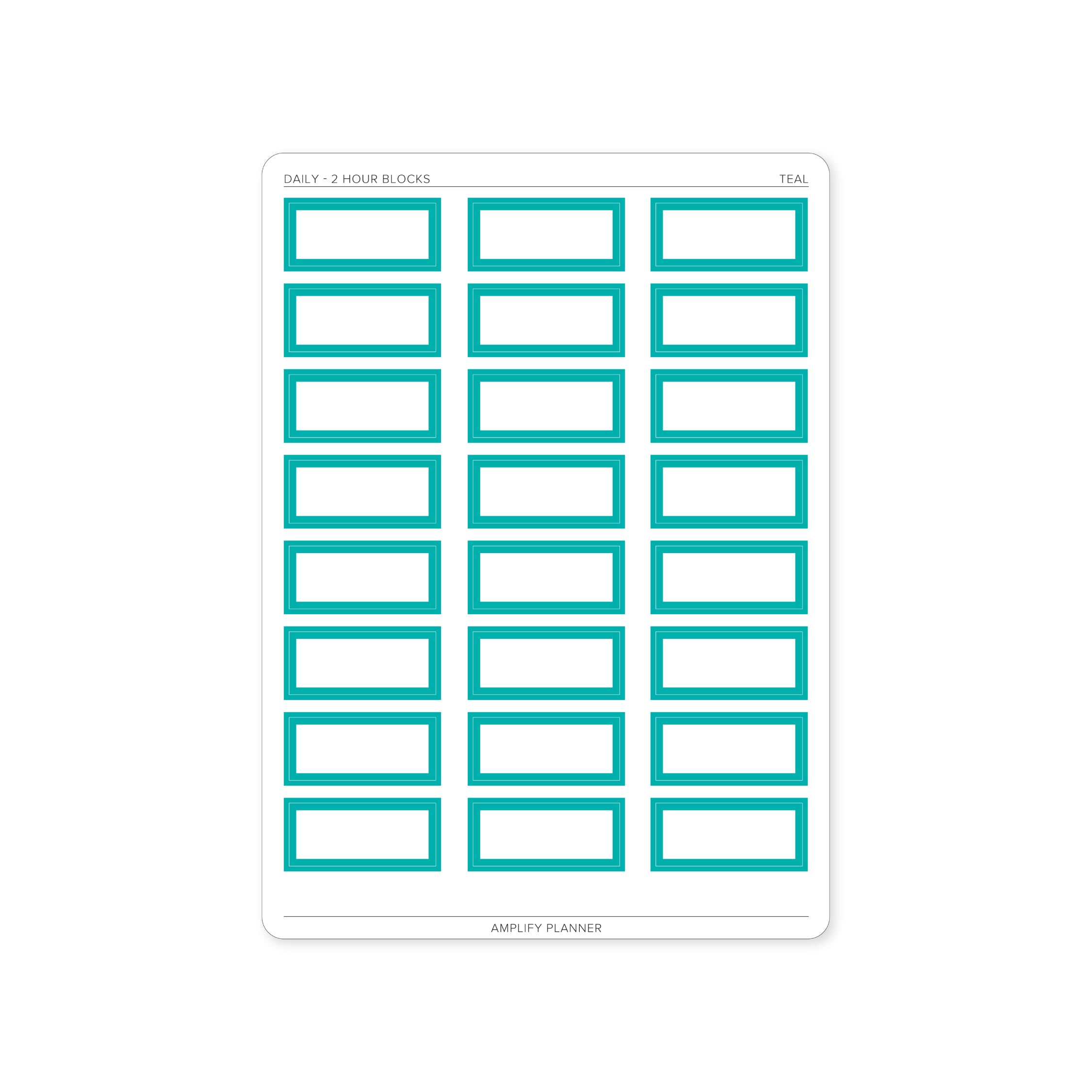 2 Hour Block Stickers in Teal color for Daily Layout - A fun way to manage your day's tasks.