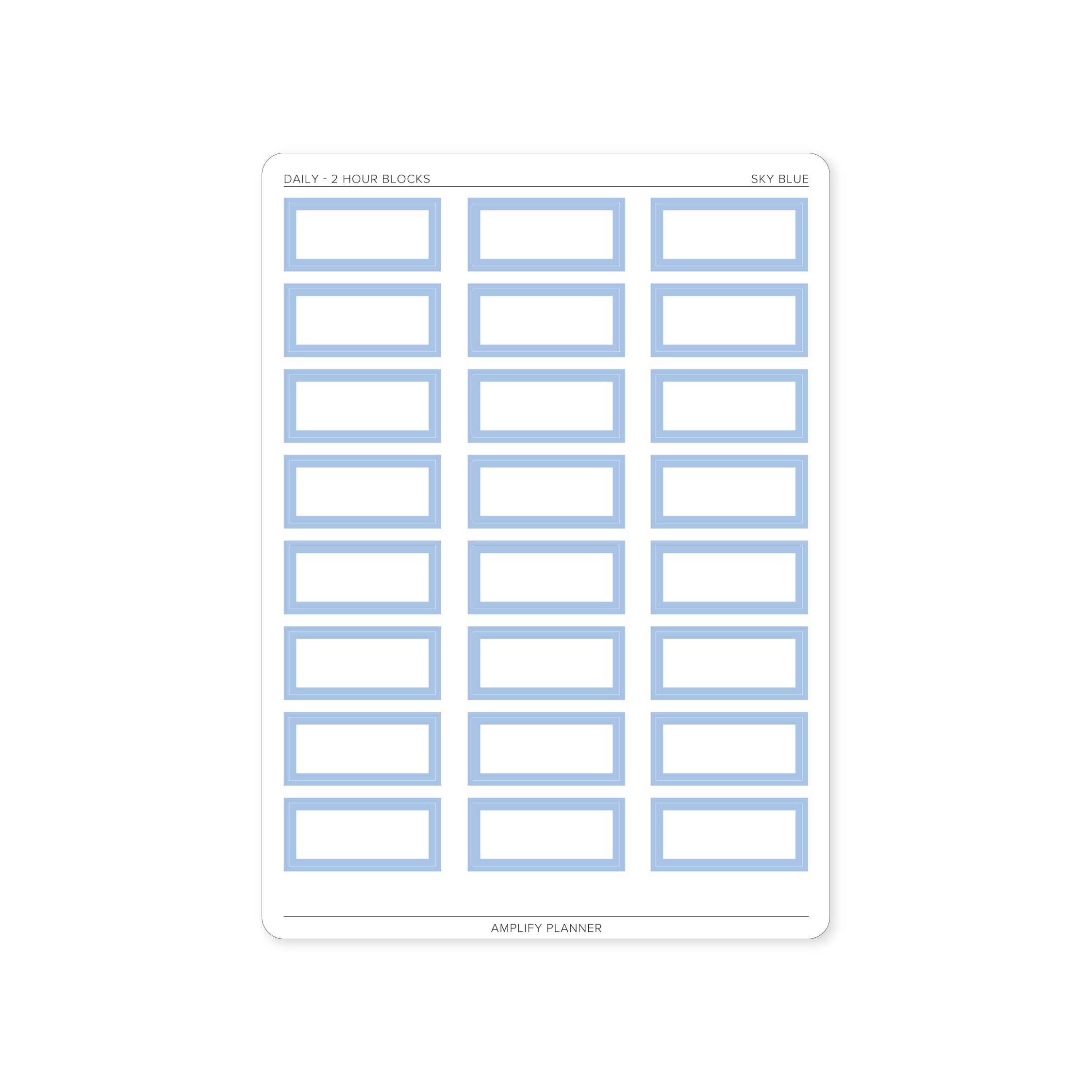 2 Hour Block Stickers in Sky Blue color for Daily Layout - Perfect for planning and enhancing productivity.