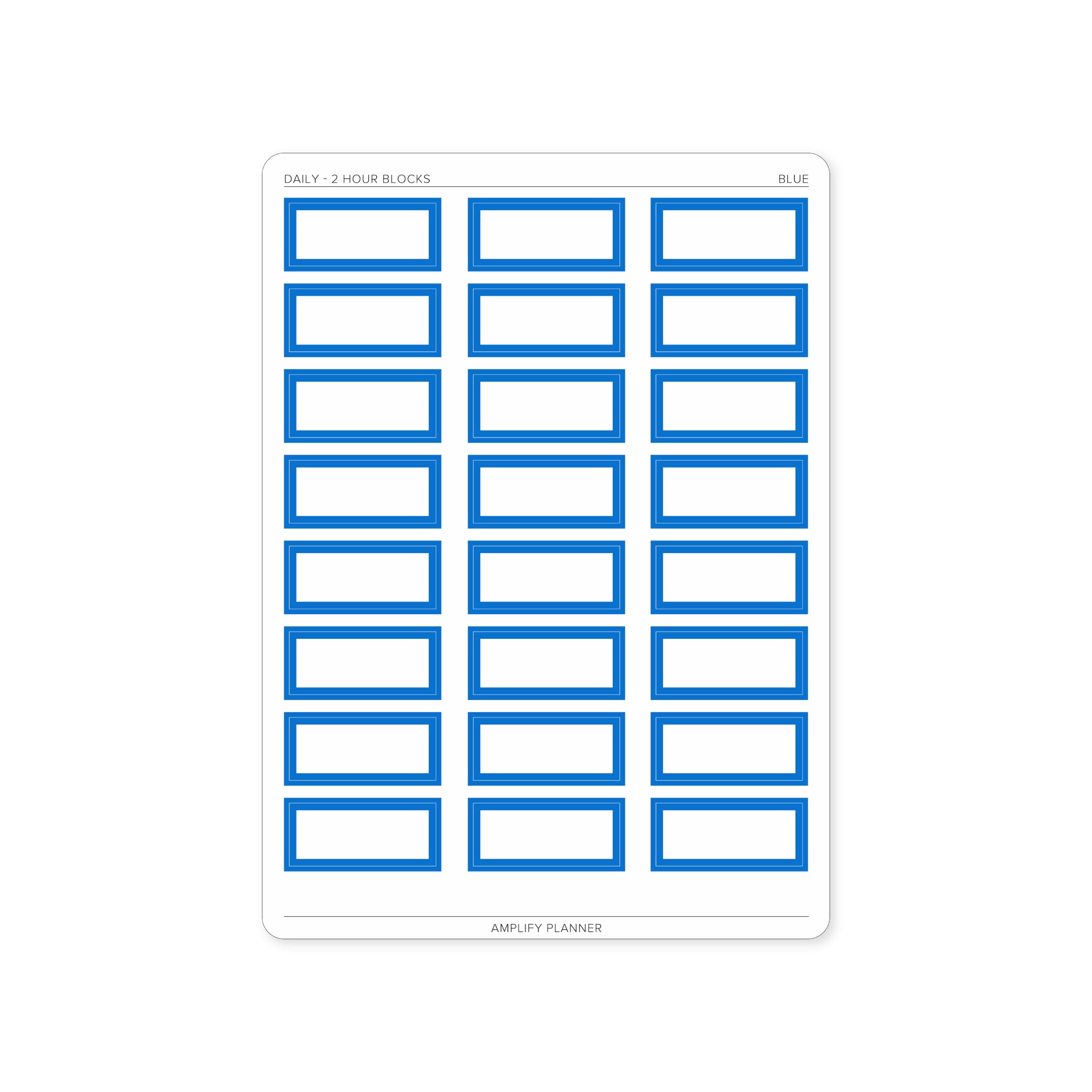 2 Hour Block Stickers in Blue color for Daily Layout - Useful for visualizing your schedule with color.