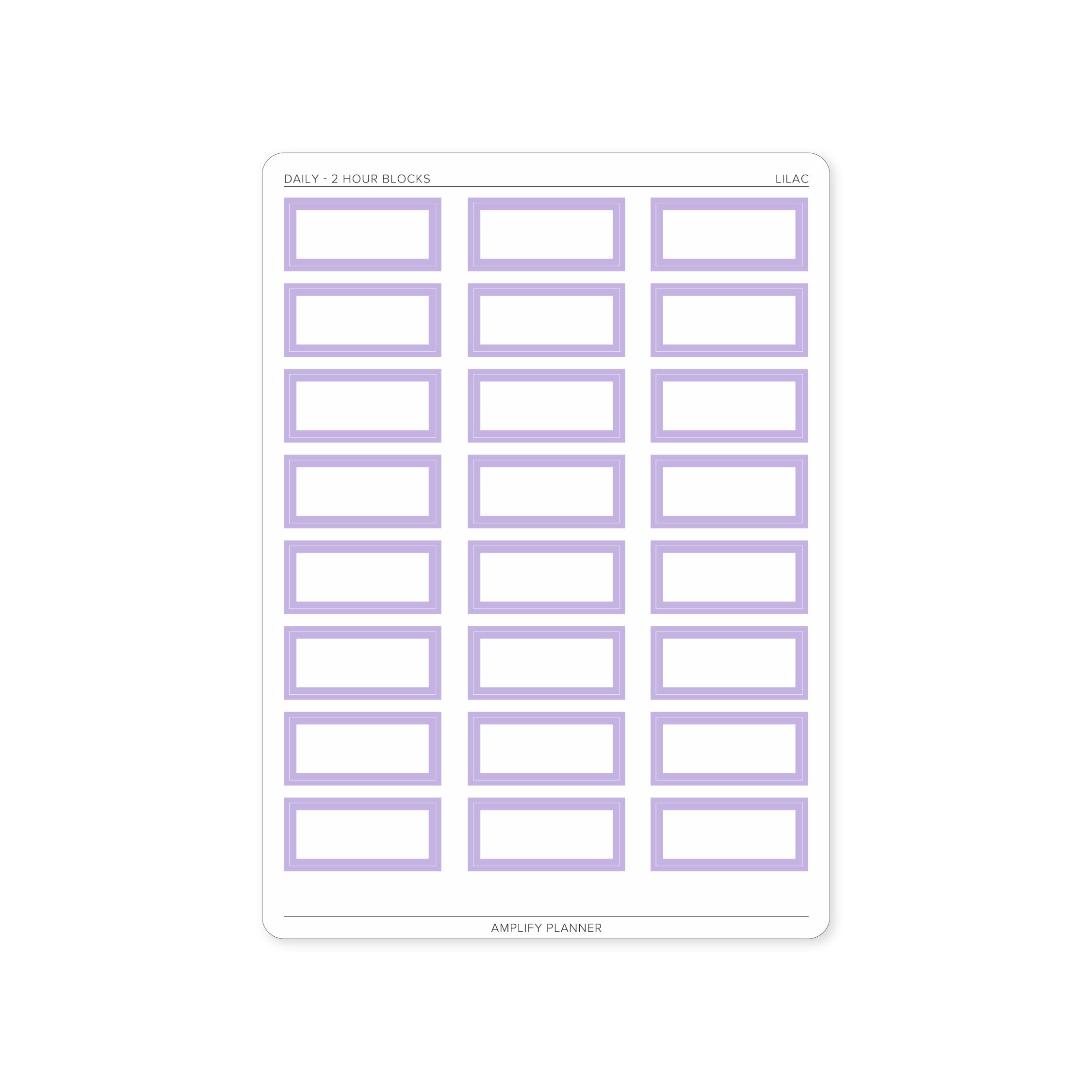 2 Hour Block Stickers in Lilac color for Daily Layout - Ideal for decorating and organizing your planner.