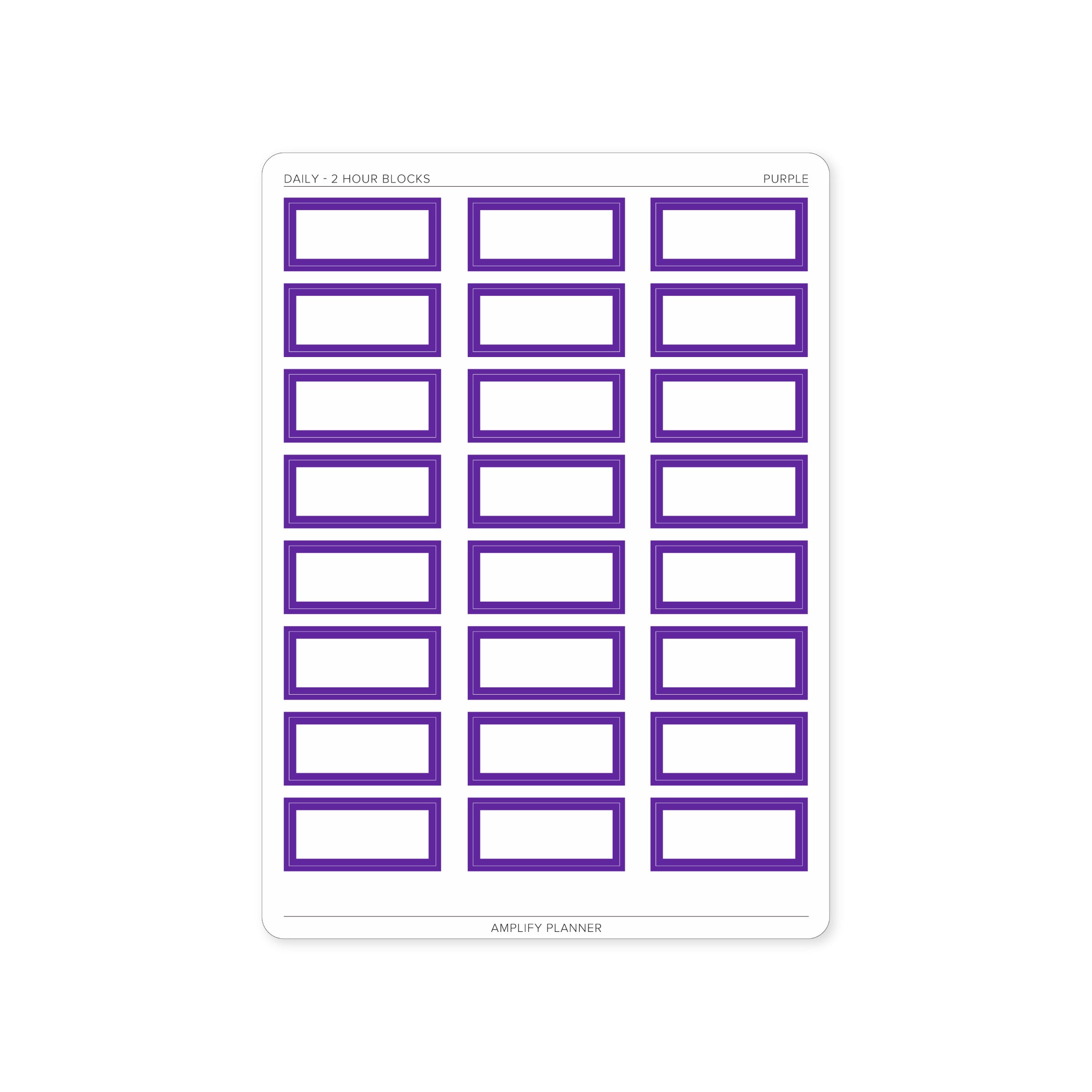 2 Hour Block Stickers in Purple color for Daily Layout - Excellent for color-coding and planning tasks.