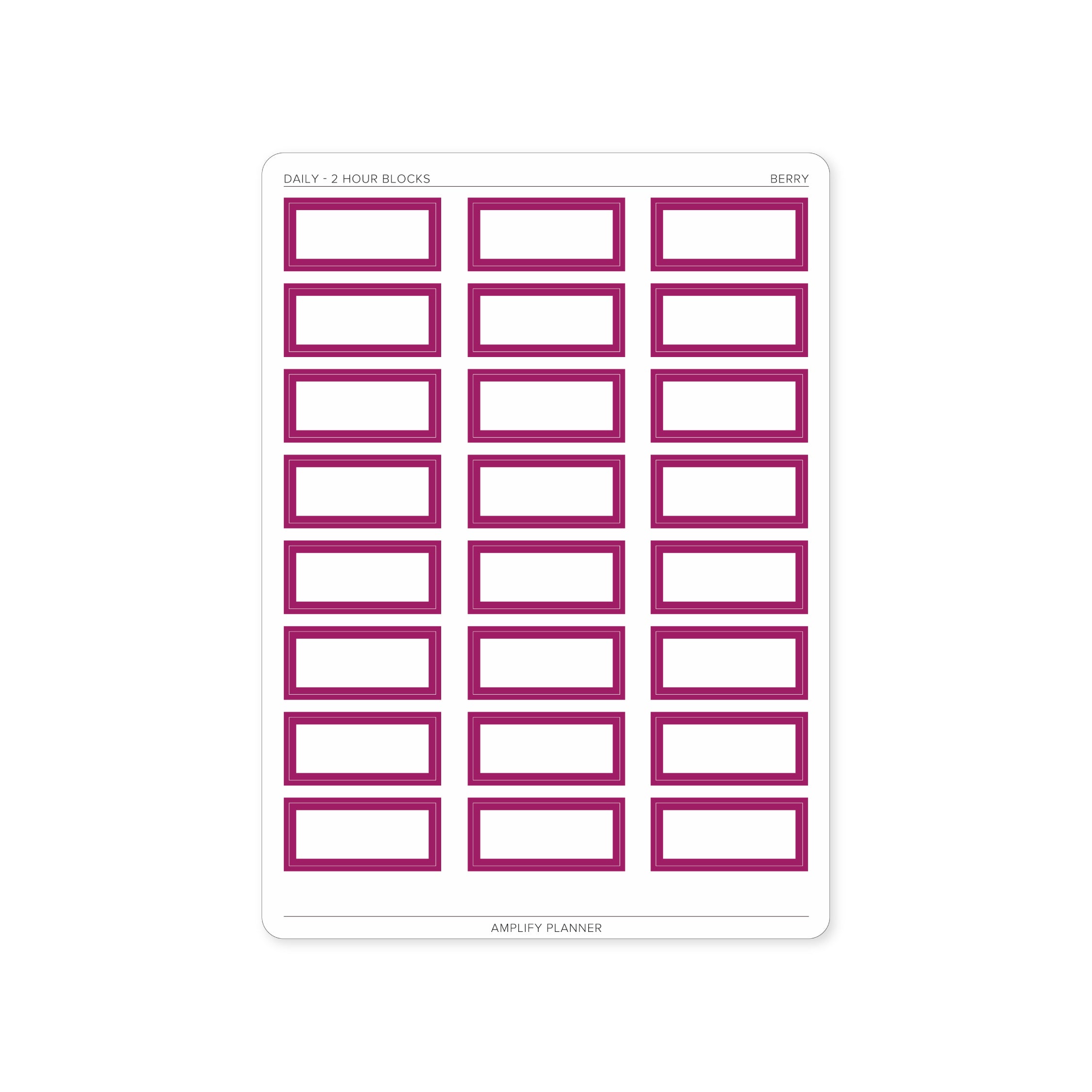 2 Hour Block Stickers in Berry color for Daily Layout - Perfect for adding flair to your schedule.