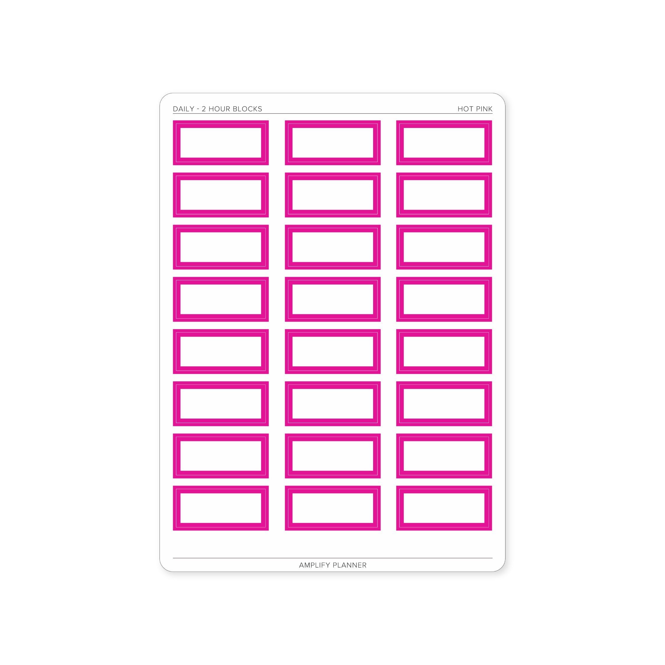2 Hour Block Stickers in Hot Pink color for Daily Layout - A fun touch for efficient planning.