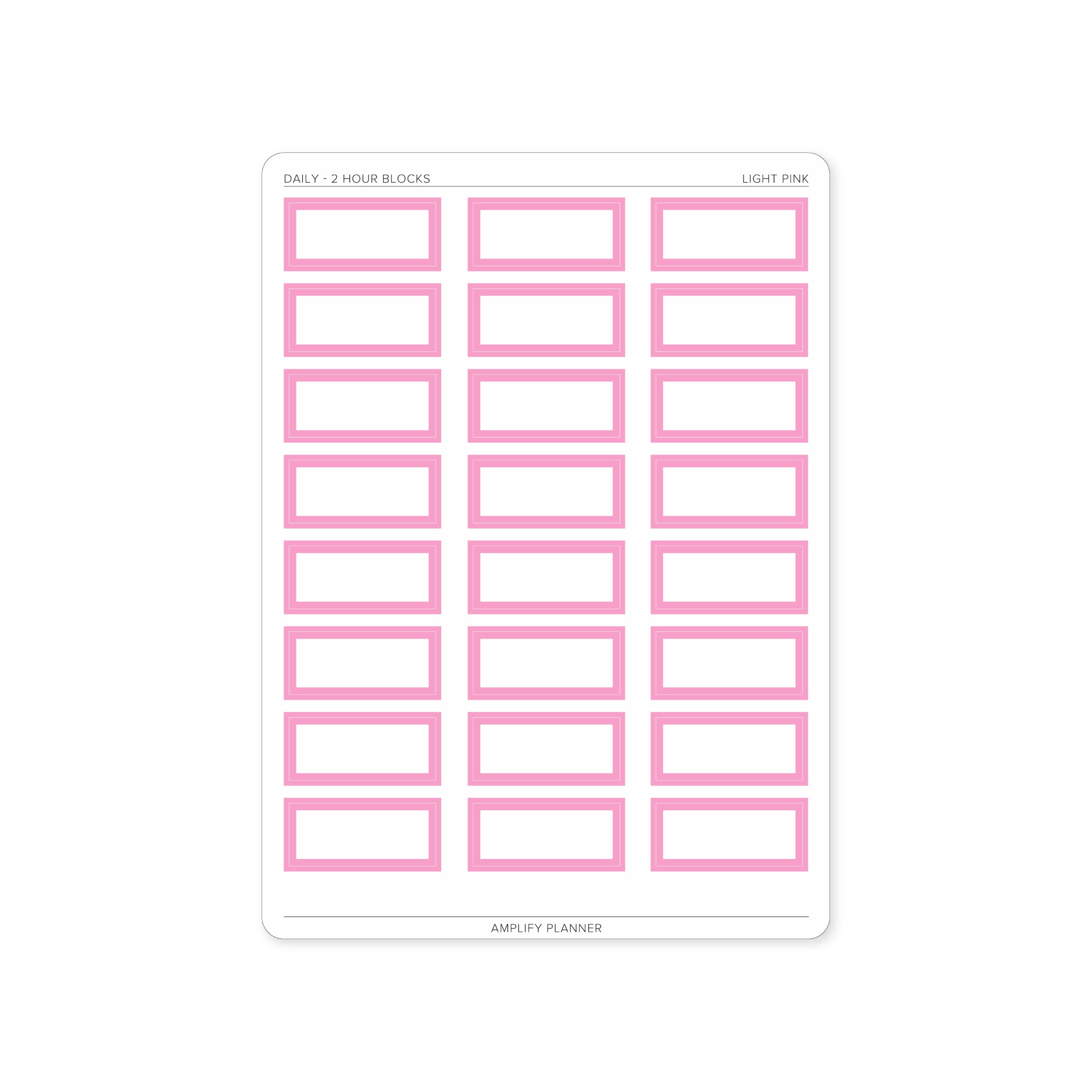 2 Hour Block Stickers in Light Pink color for Daily Layout - Great for softening your planner's look.