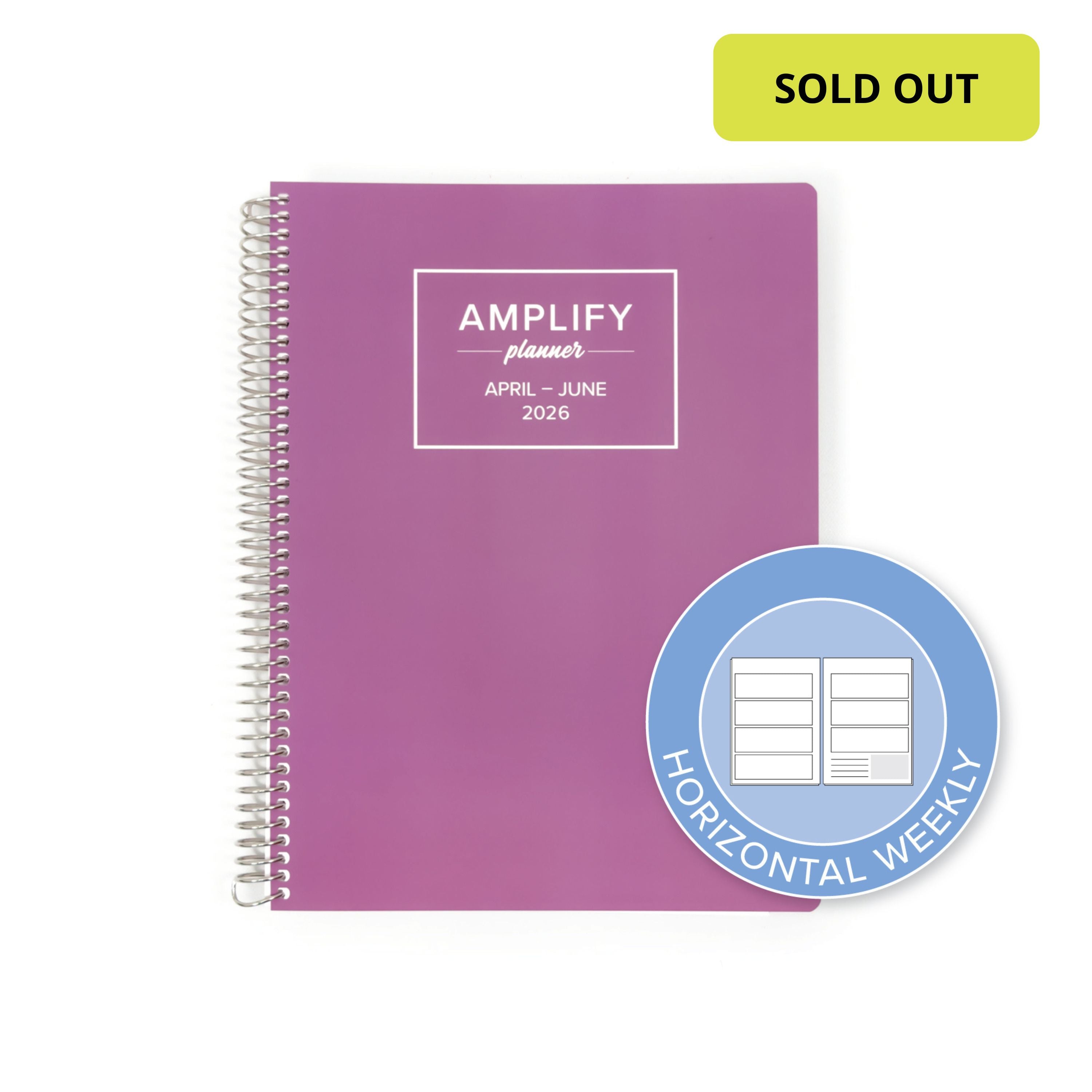 Daily Planner - April-June 2026 - Garden Lilac featuring a horizontal weekly layout icon.