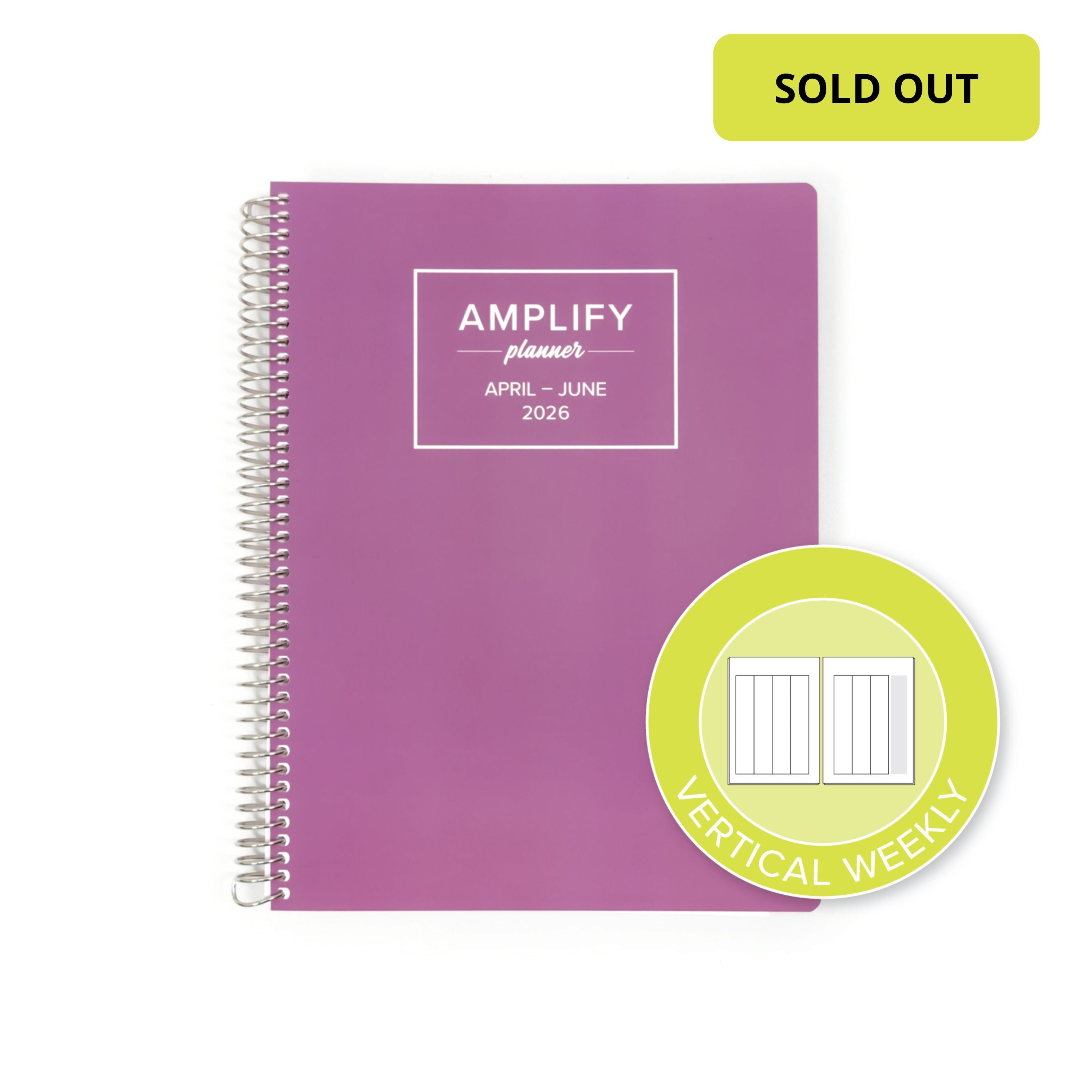 Daily Planner - April-June 2026 - Garden Lilac featuring a vertical weekly layout icon.