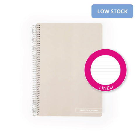 Almond Croissant Spiral Notebook by Amplify Planner highlighting the lined page option, ideal for neat note-taking and journaling.