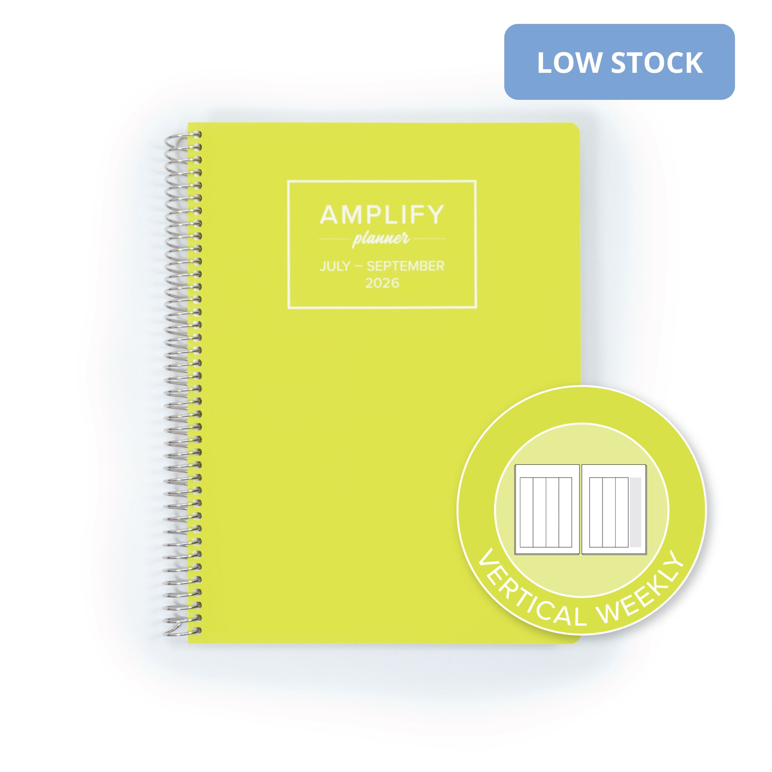 Daily Planner - July-September 2026 - Electric Yuzu showcasing the vertical weekly layout option, ideal for managing schedules.